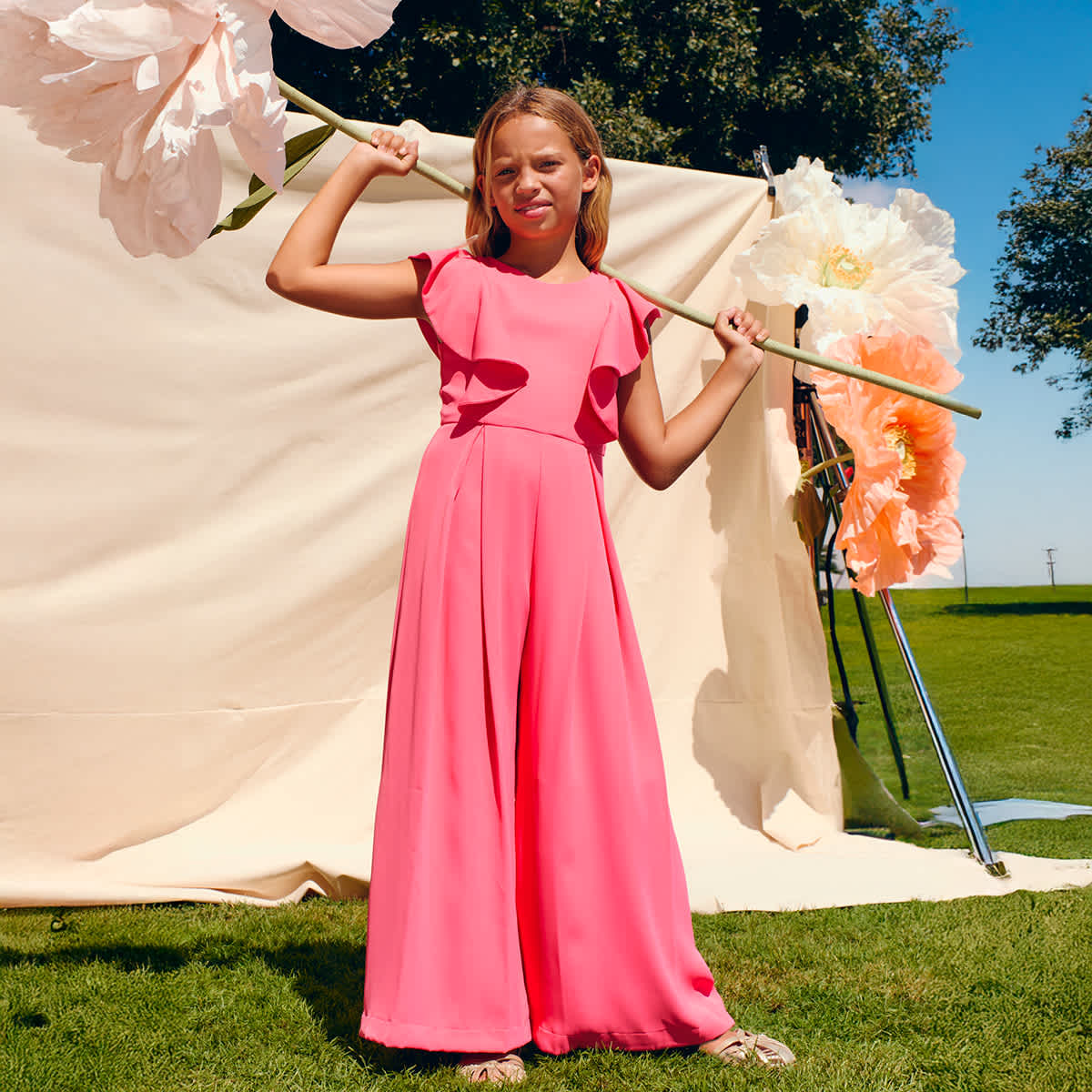 【ABEL & LULA】　アベル＆ルラ　ベビーピンク　ドレス　シフォン ABEL & LULA】 アベル＆ルラ ベビーピンク ドレス シフォン