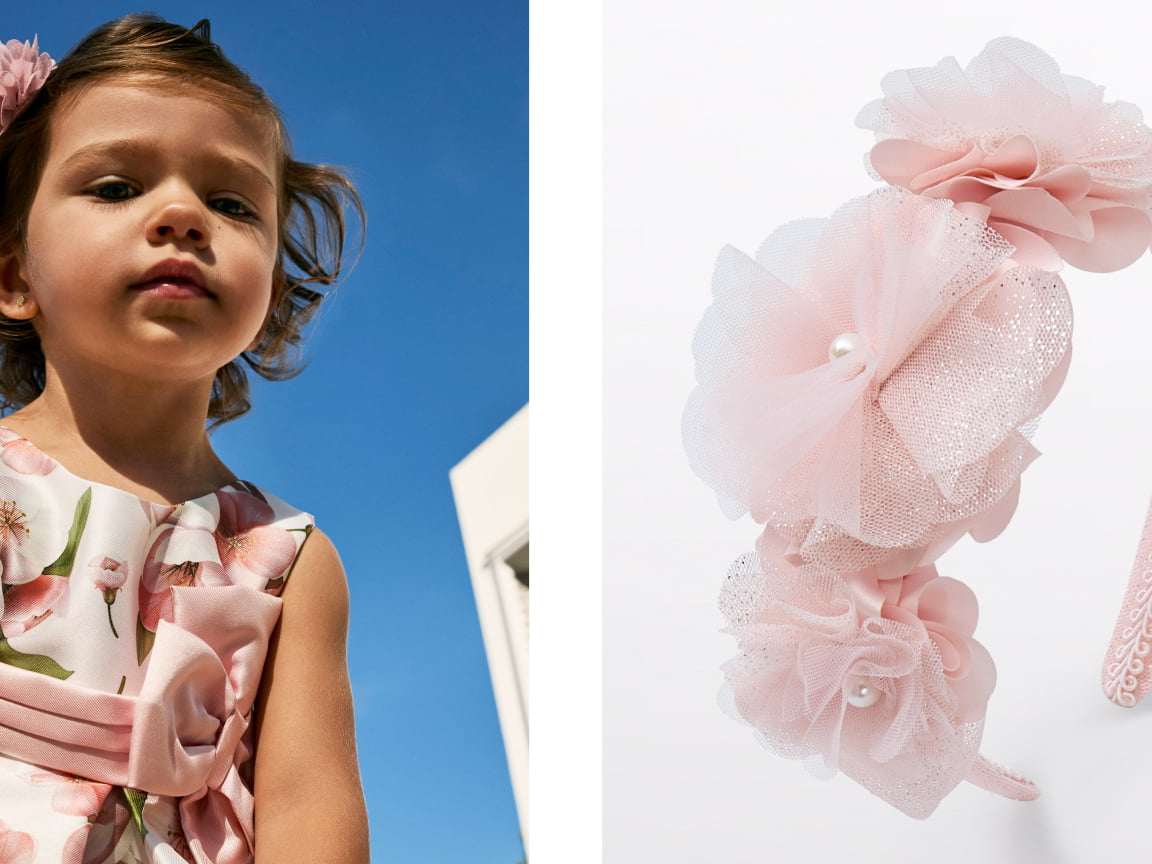 Girl pleated gauze headband Cream | Abel & Lula ®