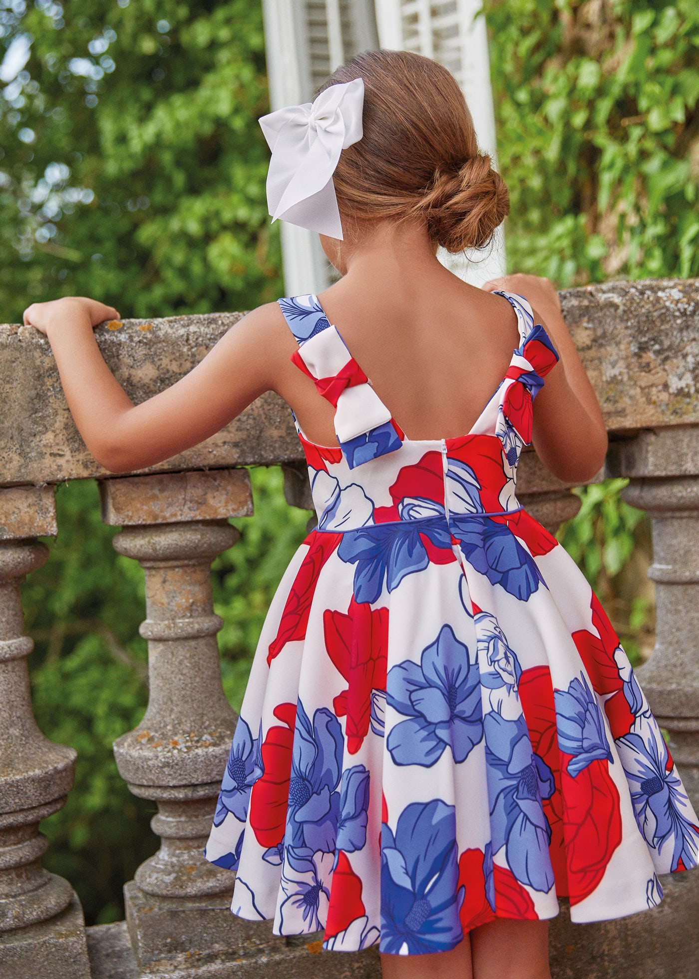 Sukienka z krepy z nadrukiem dla dziewczynki