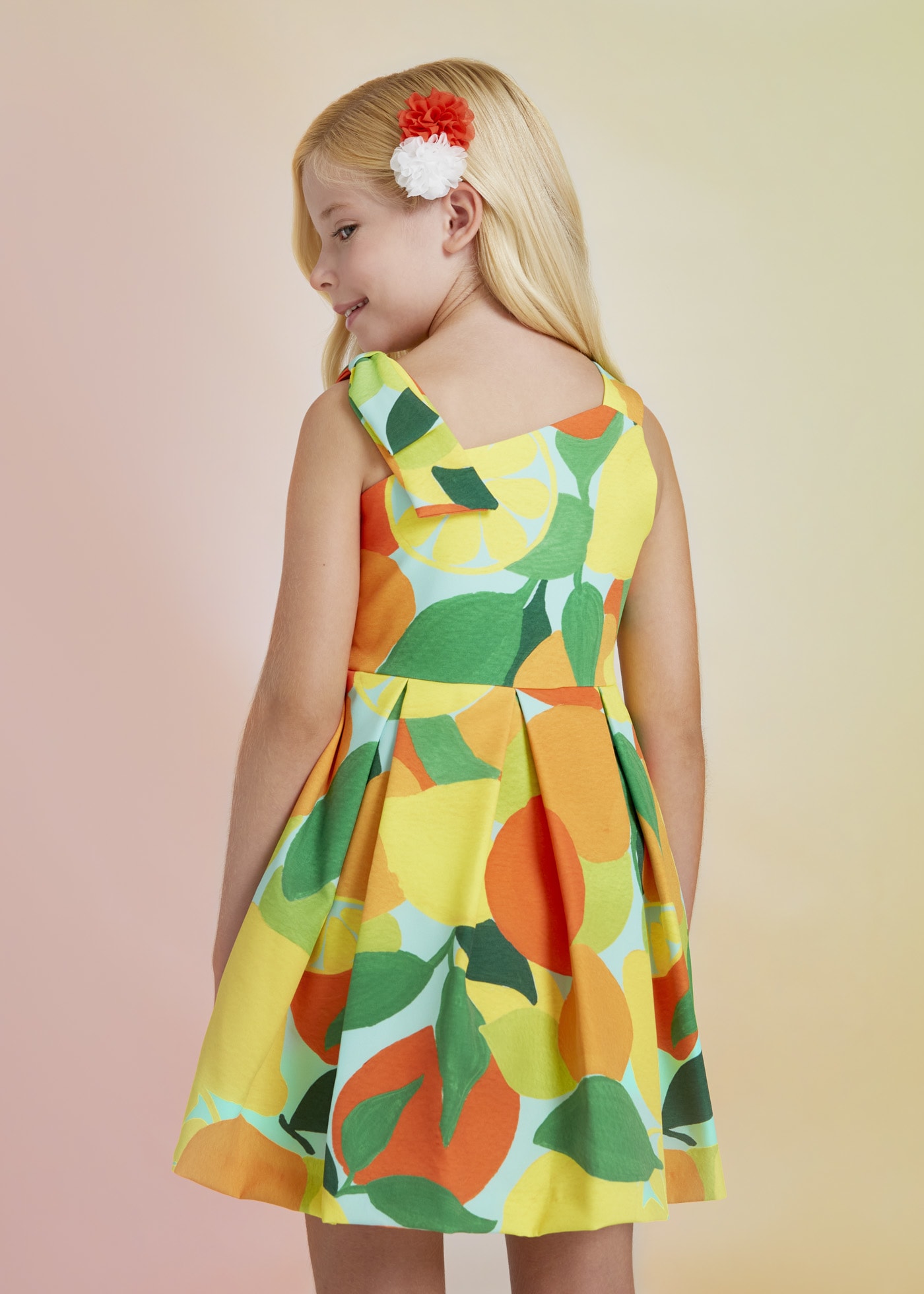 Rochie crep imprimeu fetita Rochie crep imprimeu fetita
