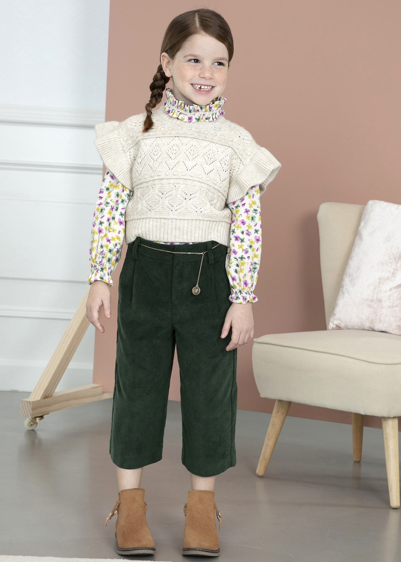 Girl corduroy culotte trousers
