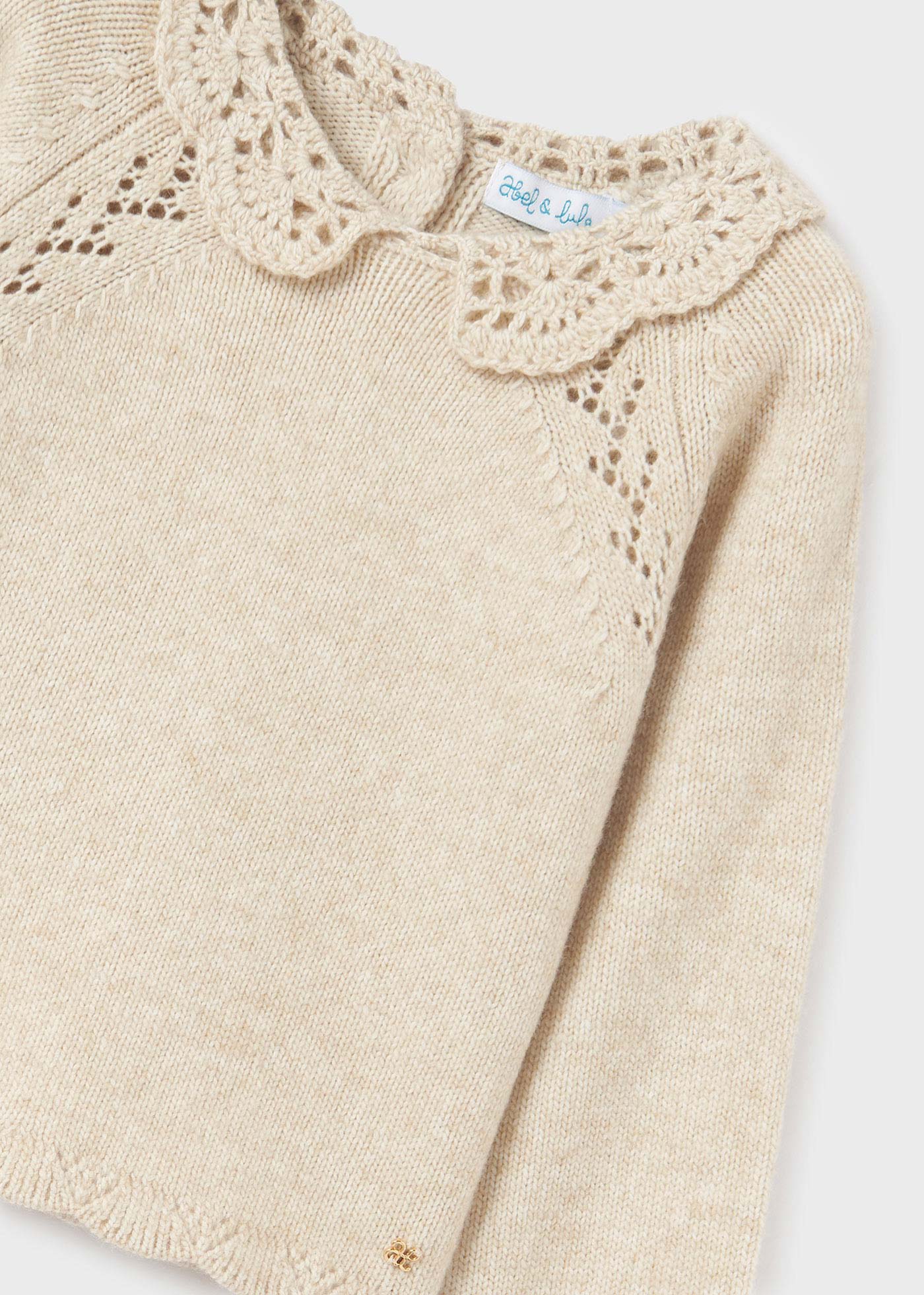 Girl crochet knit collar jumper