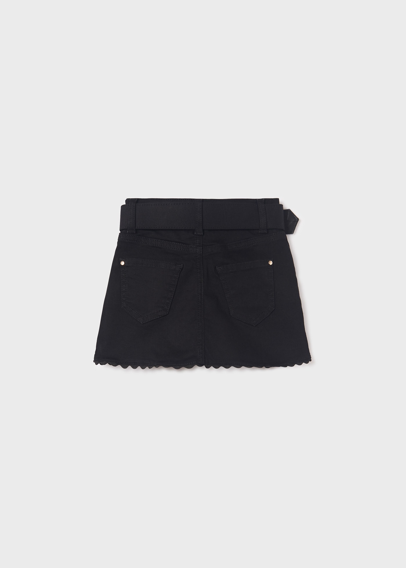 Belted denim skirt girl