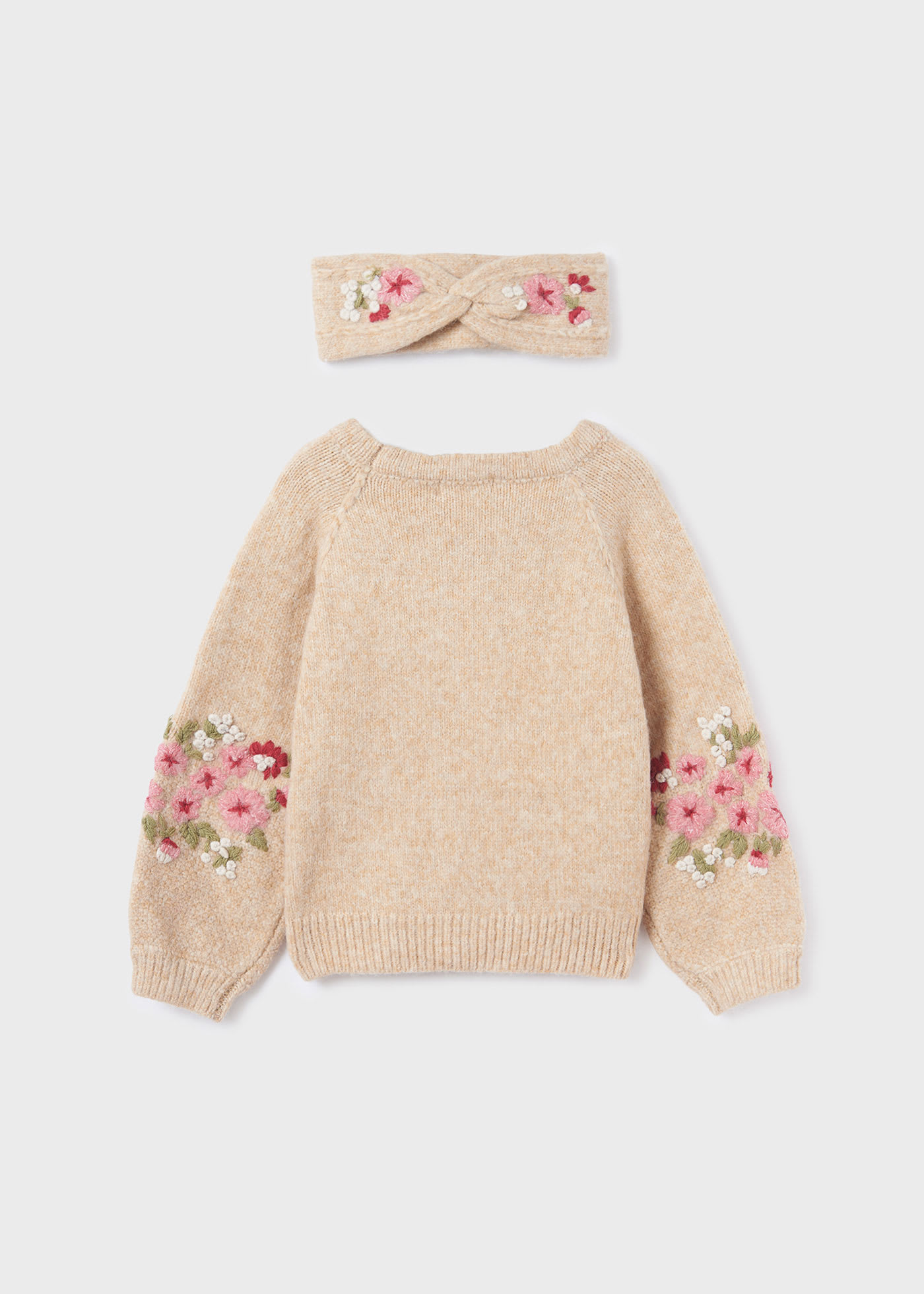 Sweter dziewczęcy z opaską i haftem