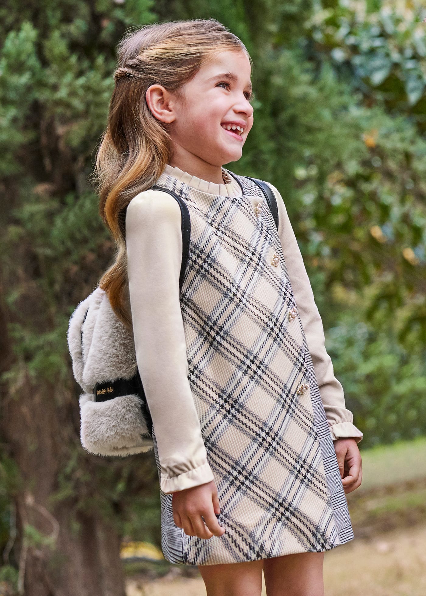 Girl combined check pinafore