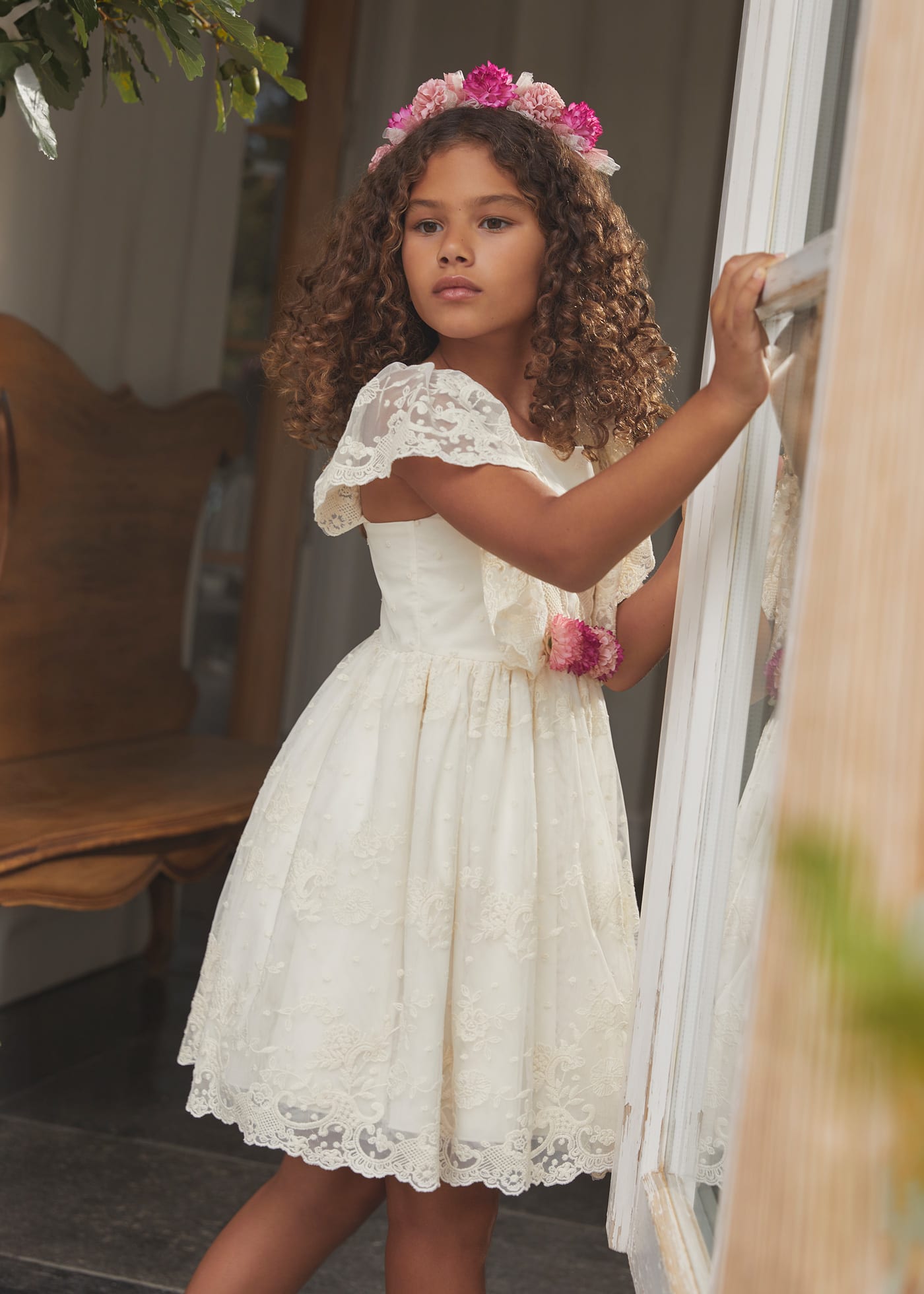 Abito tulle ricamato bambina