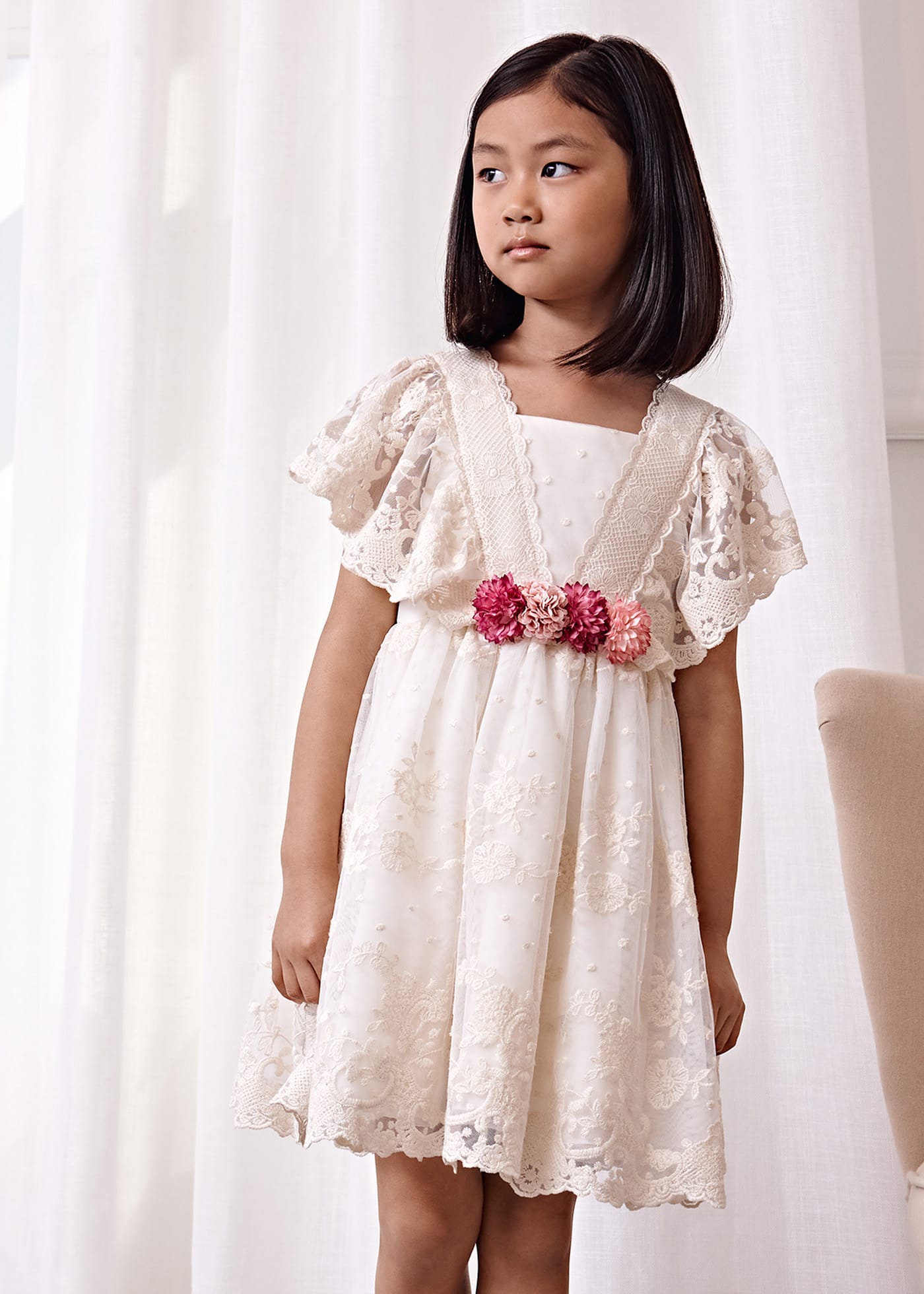 Girl embroidered tulle dress