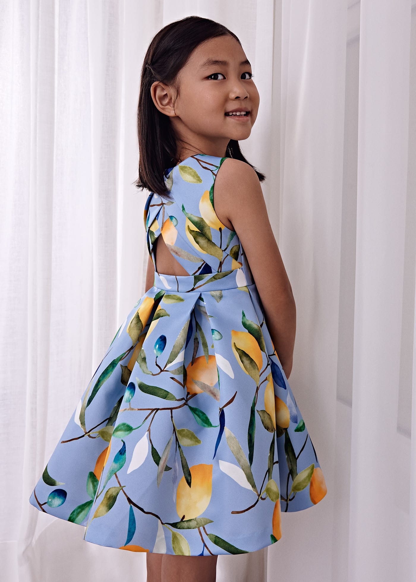 Girl printed sateen dress