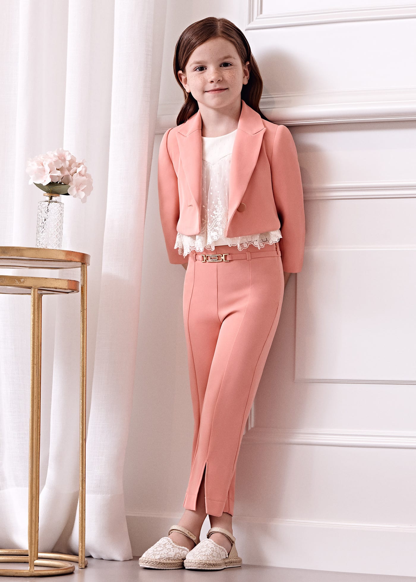 Girl Suit with Crepe Trousers