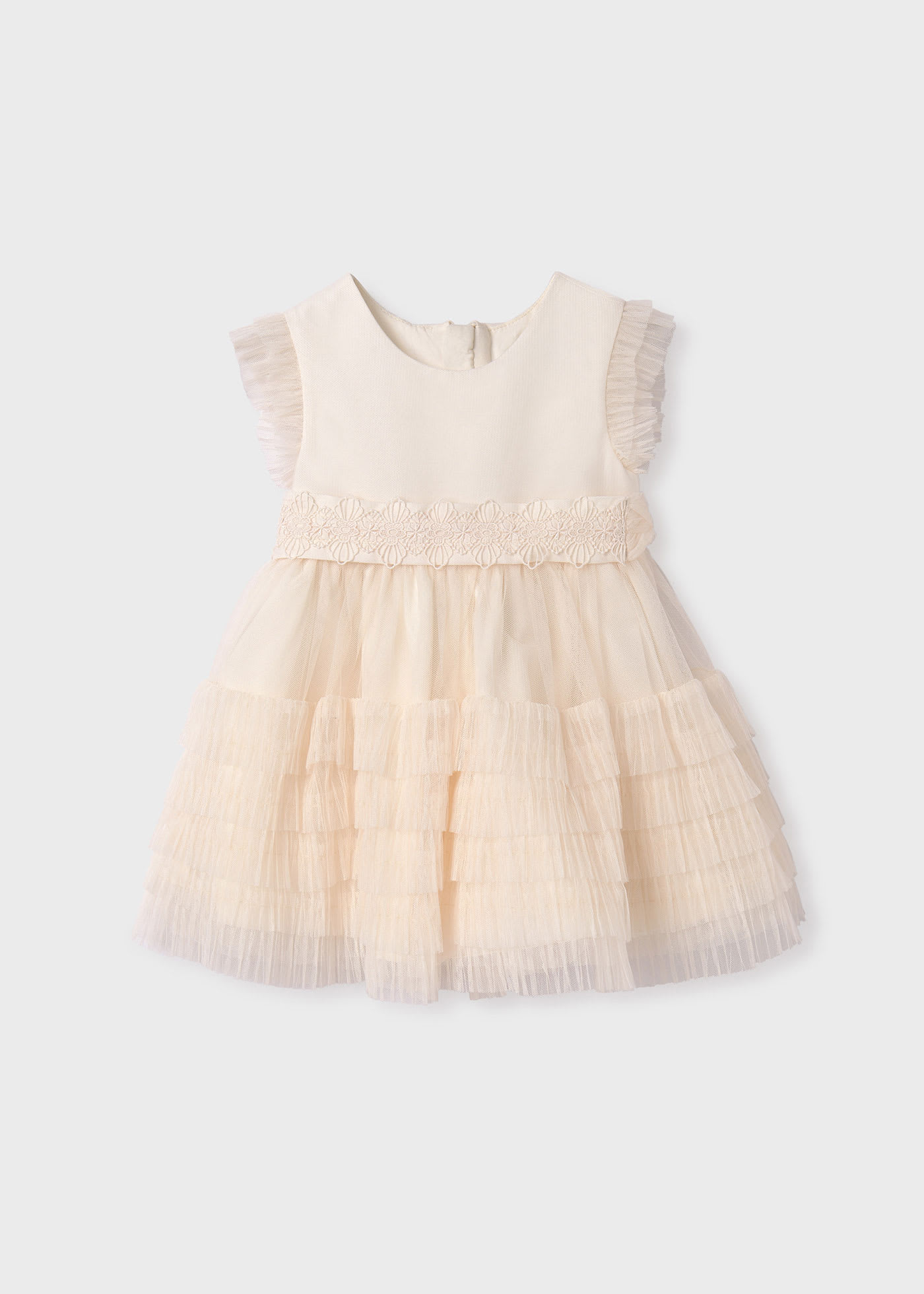 Abito tulle volant plissettato neonata