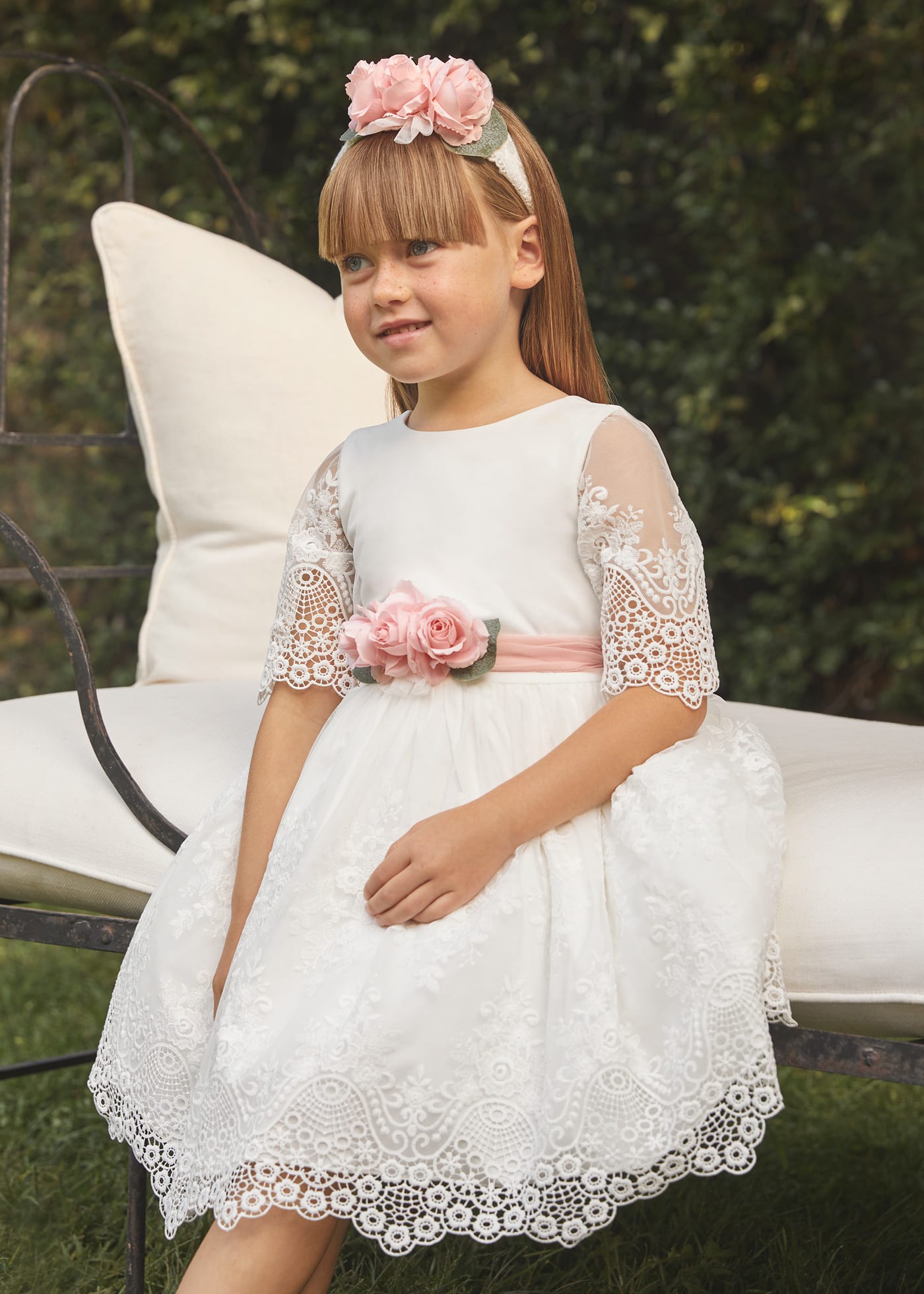 Girl Tulle Embroidered Guipure Dress