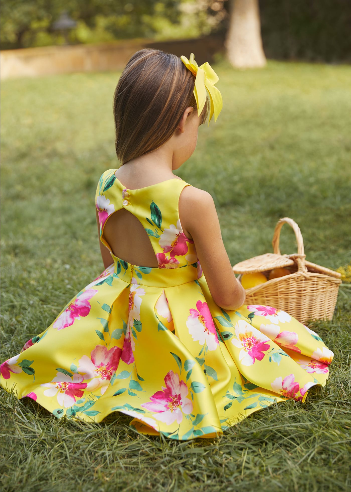 Sukienka z mikado z nadrukiem dla dziewczynki