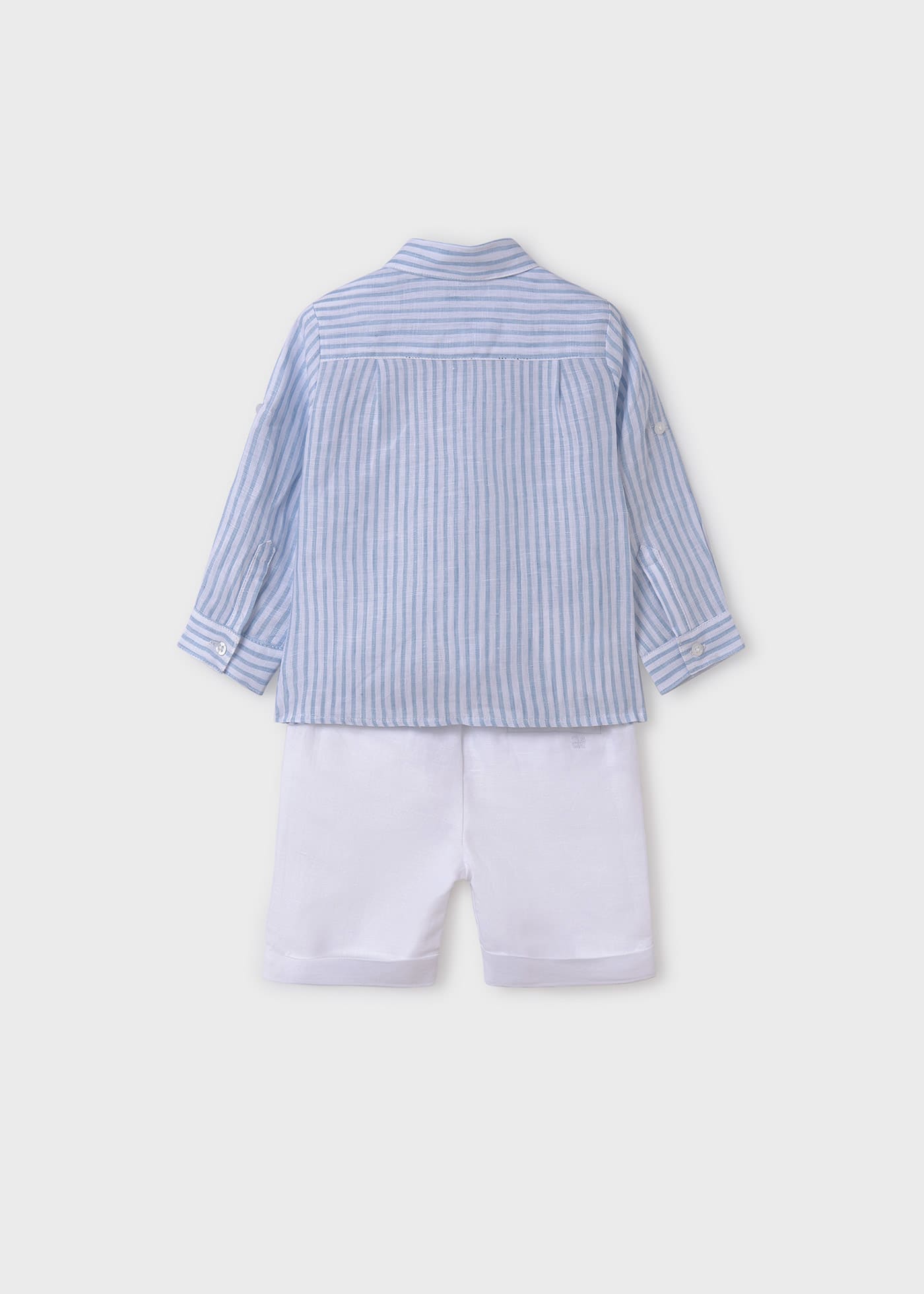 Completo lino bermuda e camicia neonato