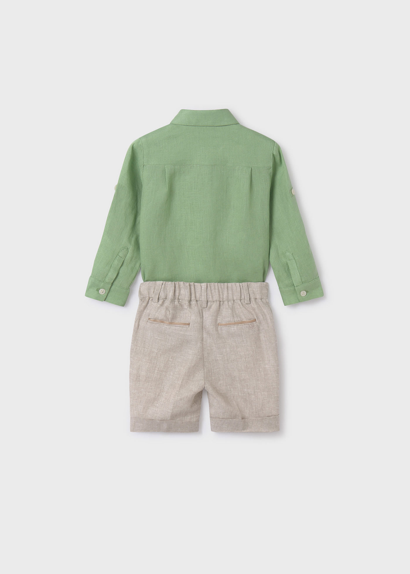 Baby set of linen shorts and shirt Green Abel Lula