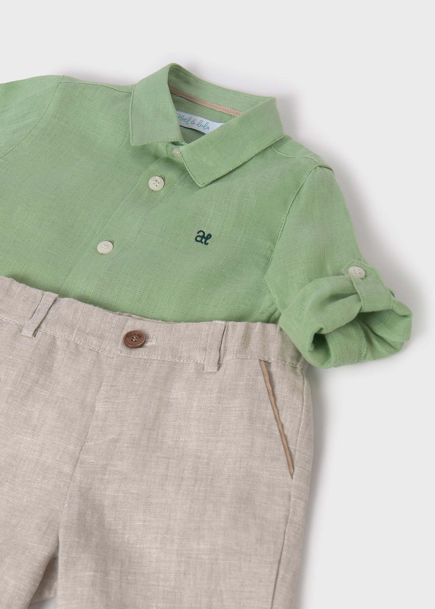 Ensemble bermuda et chemise en lin pour bébé