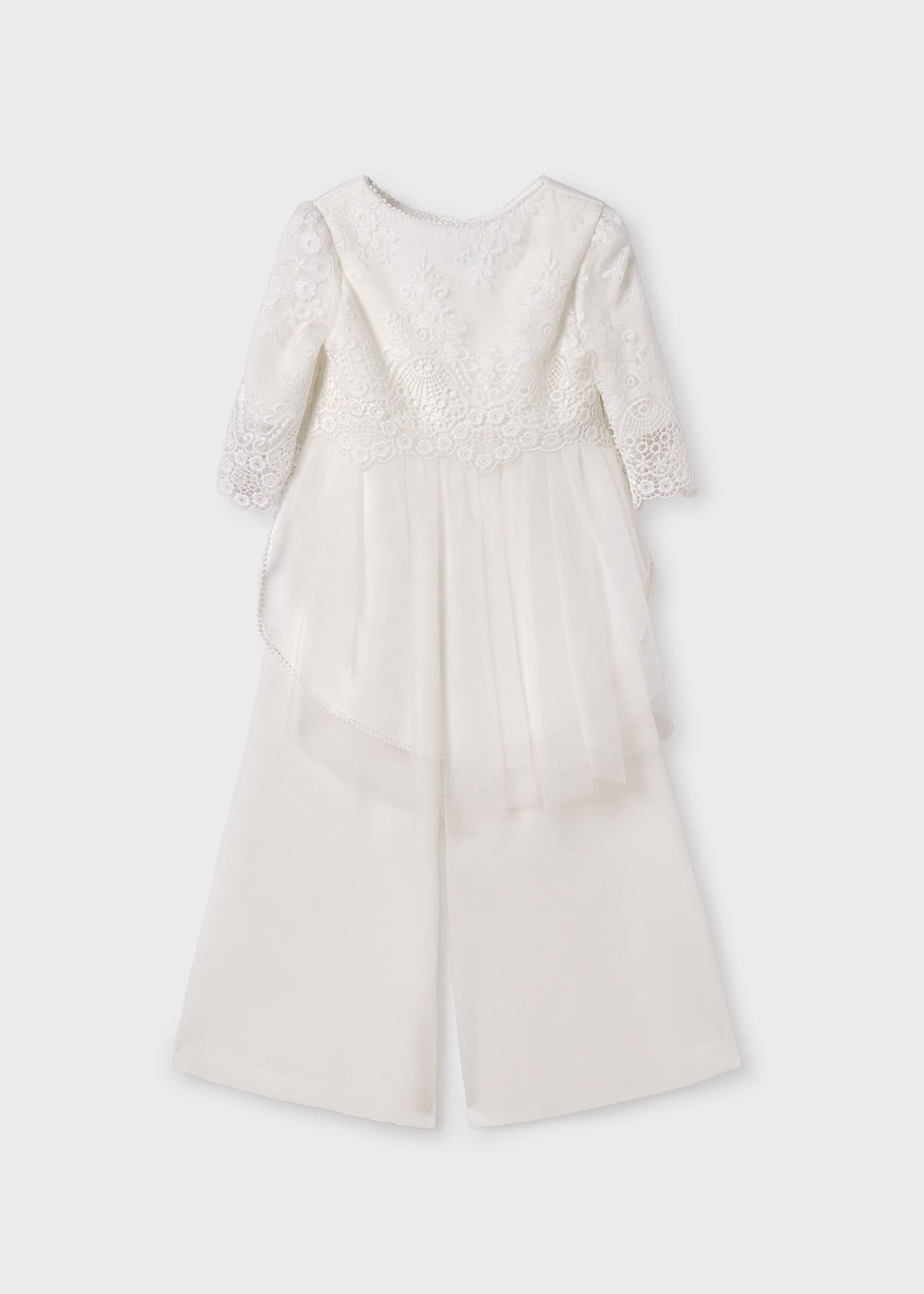 Girl jumpsuit with embroidered jacket Cream | Abel & Lula ®