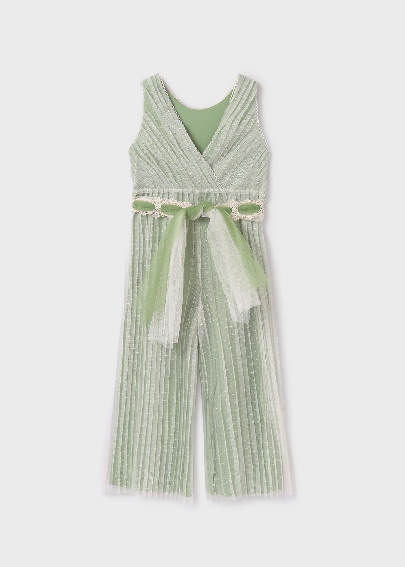 Girl pleated plumeti tulle jumpsuit