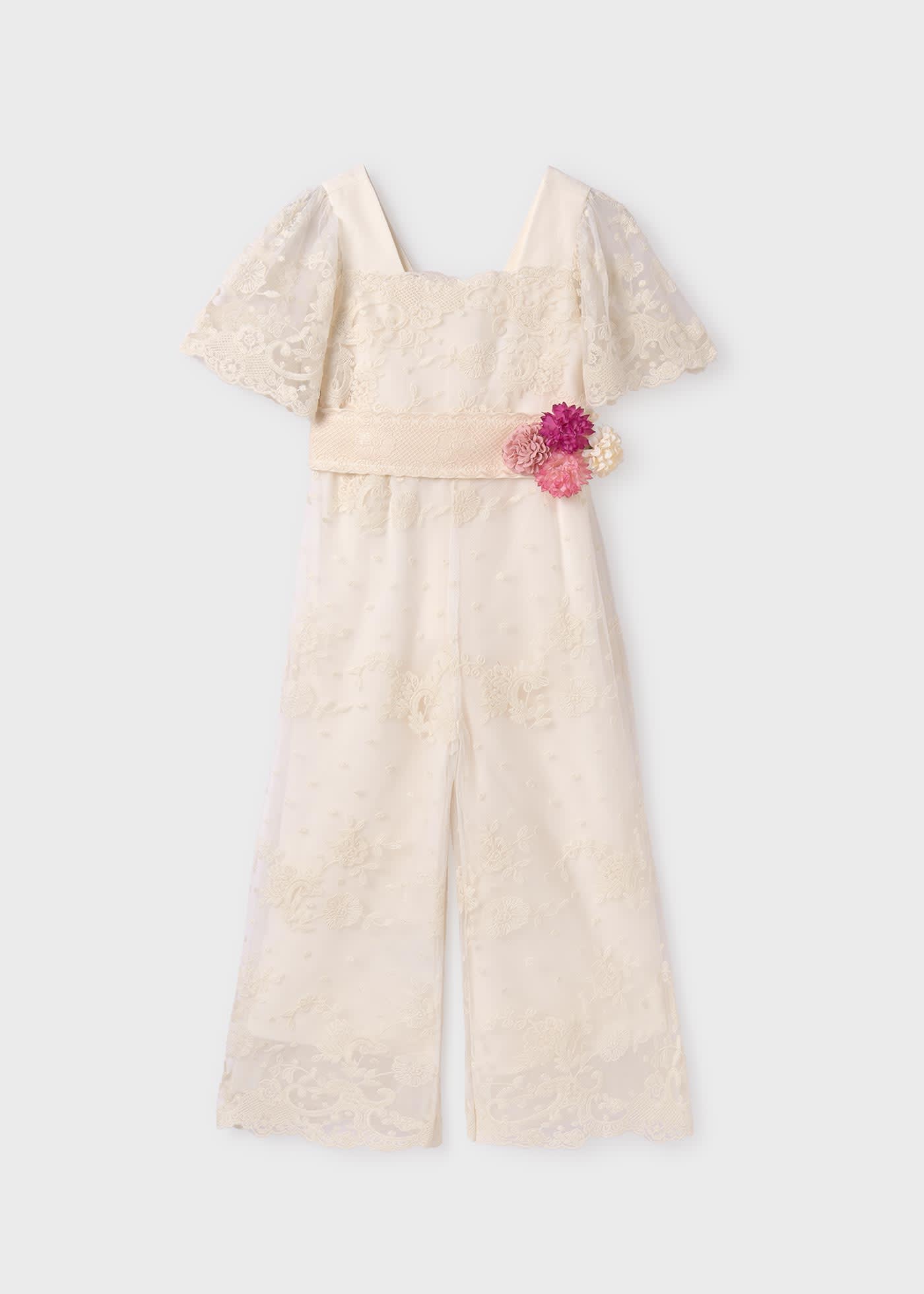 Girl embroidered tulle jumpsuit