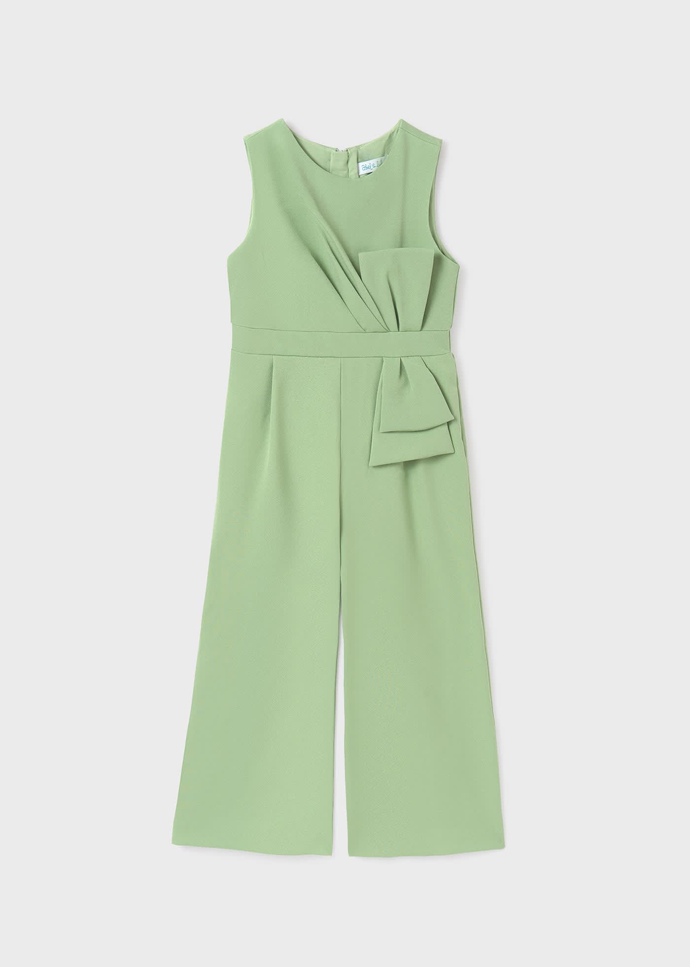 Girl crepe bow jumpsuit