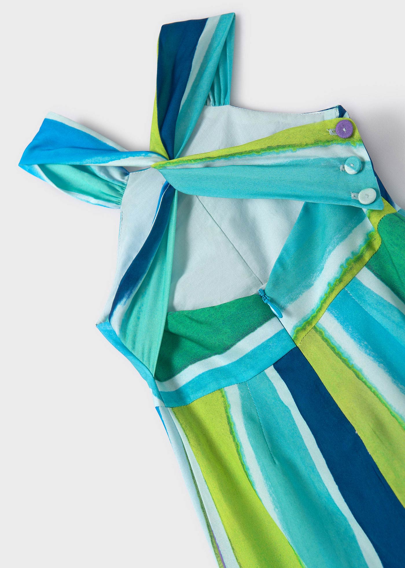 Girl multicolor striped sateen jumpsuit