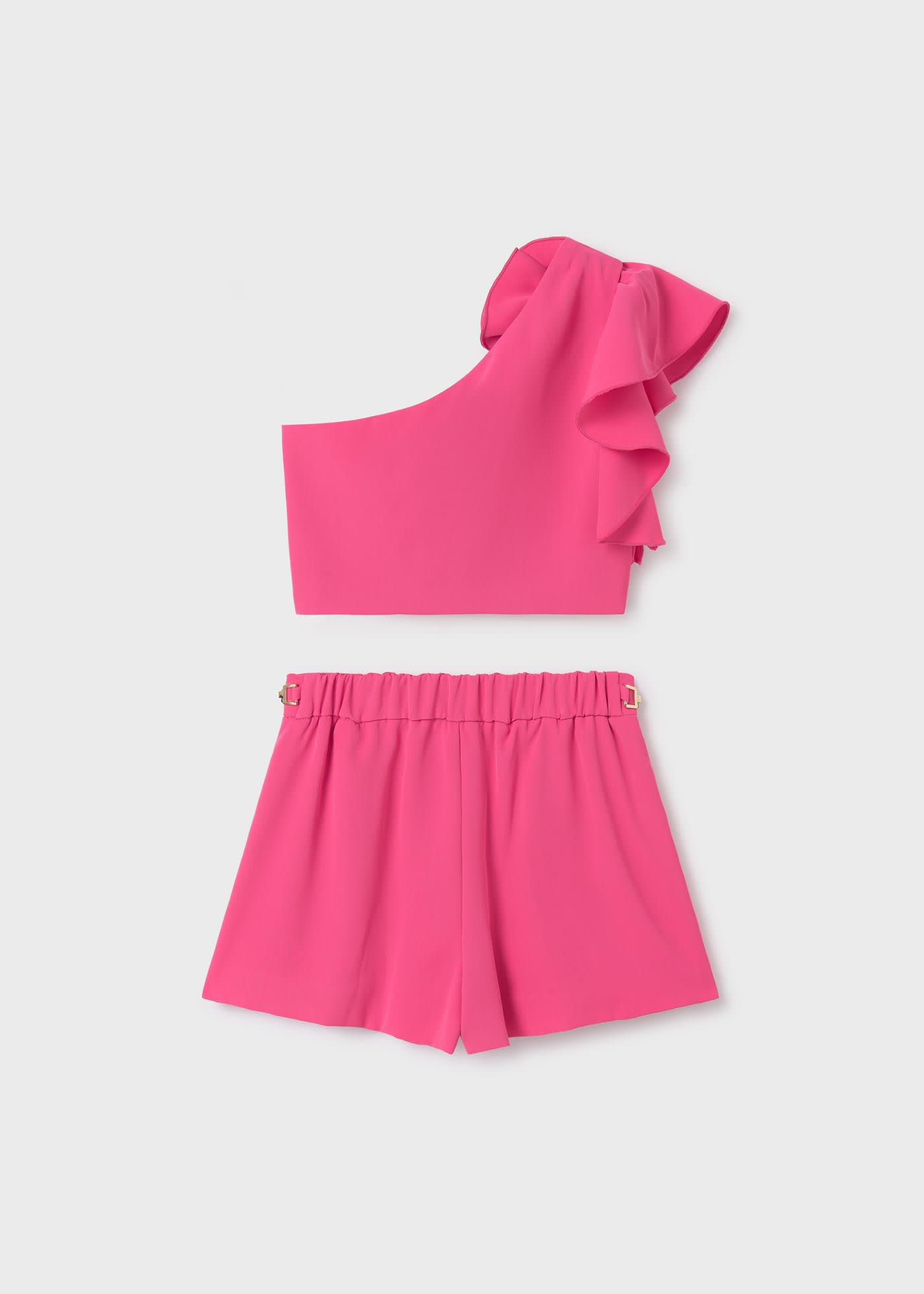 Girl set of crepe shorts and top Fuchsia | Abel & Lula ®