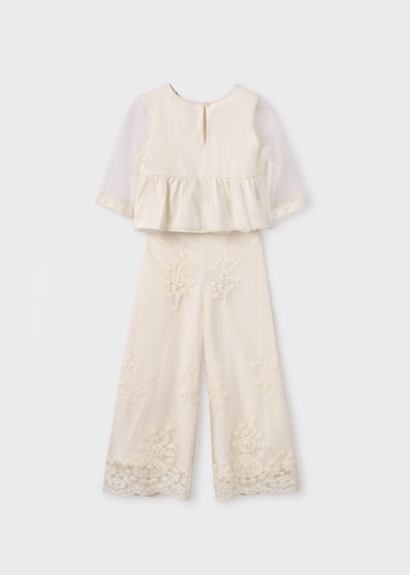 Girl Tulle Jacquard Top and Trousers Set