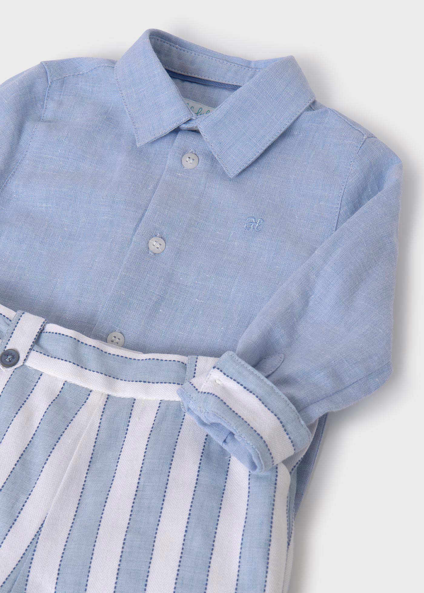 Conjunto camisa bermuda rayas niño
