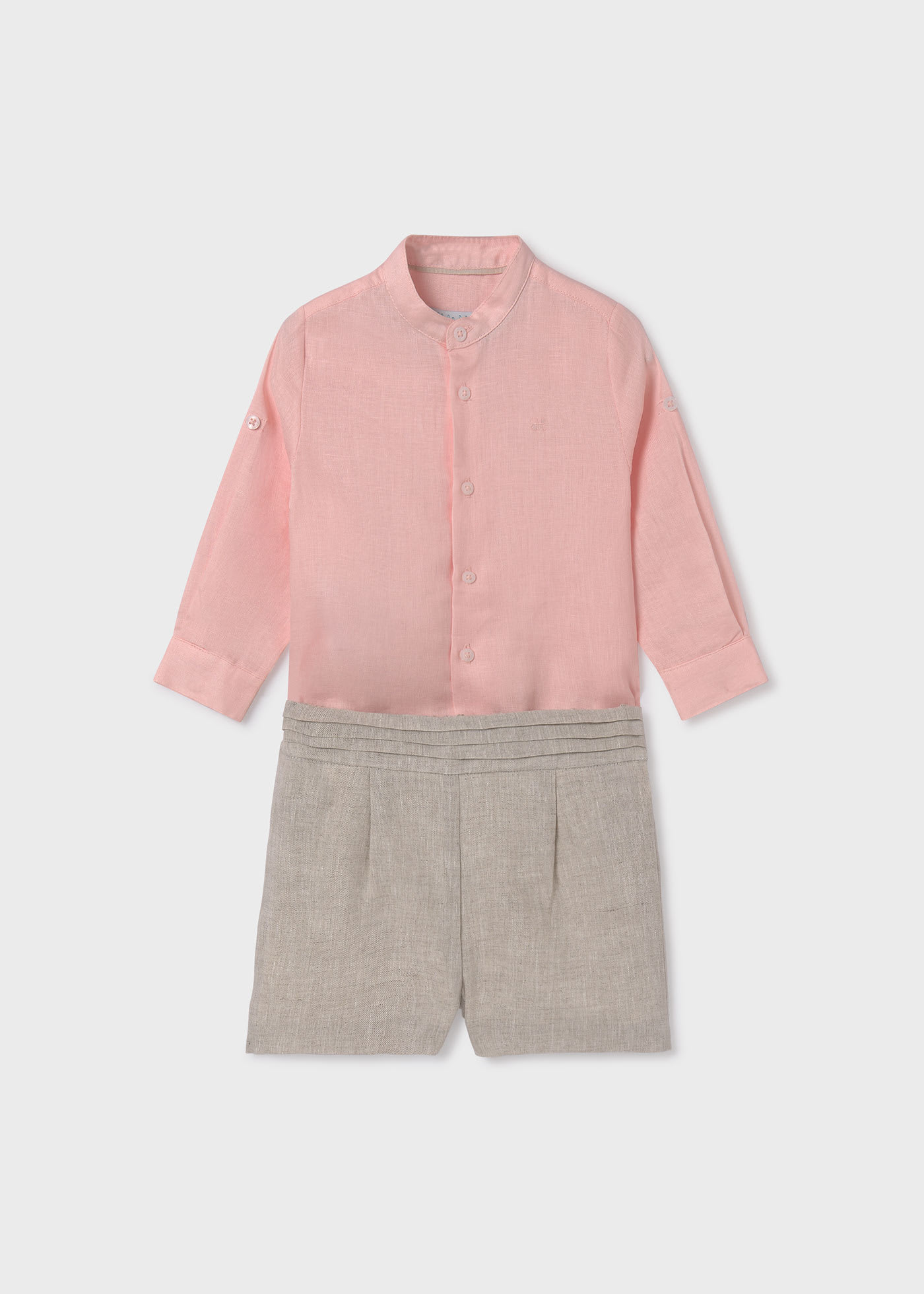 Conjunto camisa bermuda linho menino