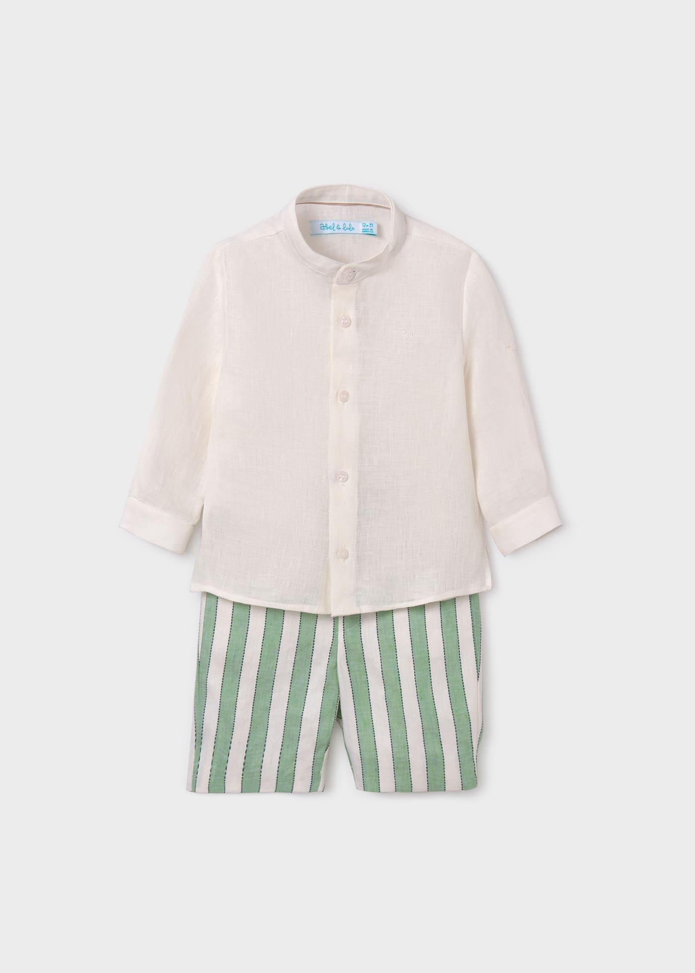 Boy Linen Shirt and Striped Shorts Set
