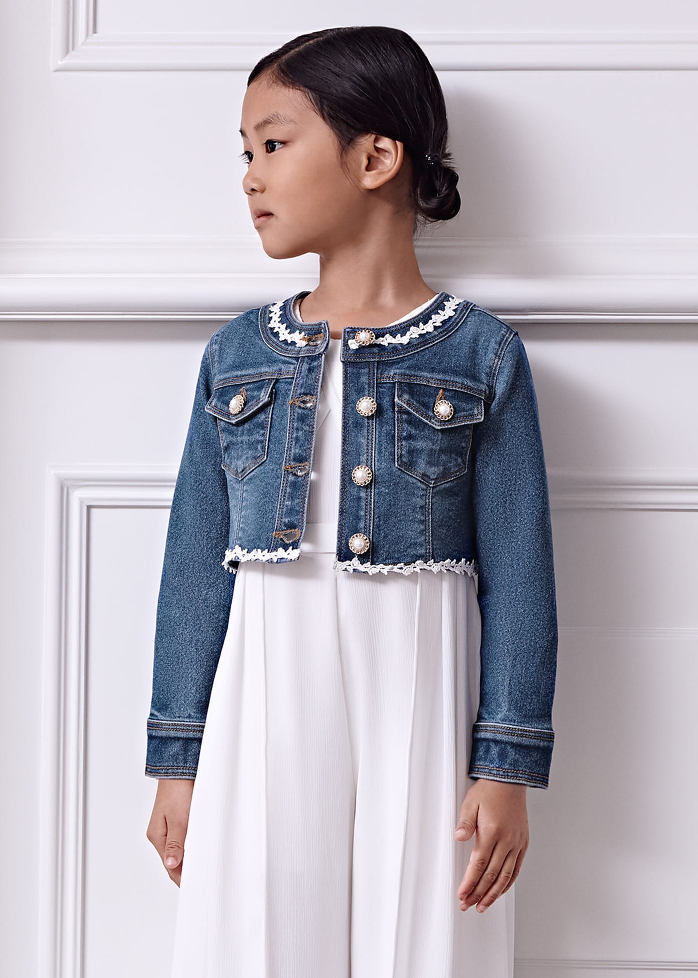 Giacca jeans con applicazioni bambina