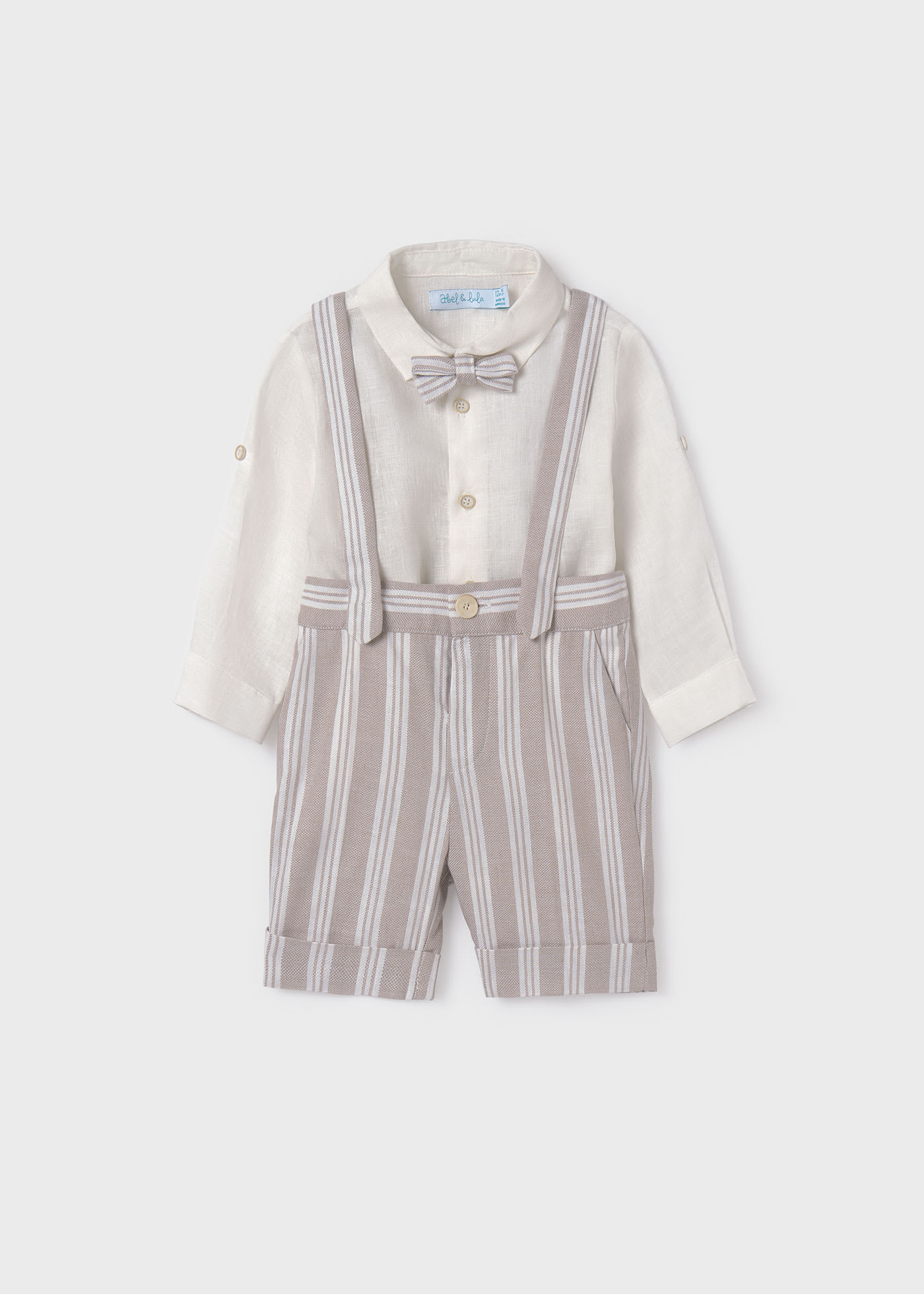 Baby 3-piece set striped dungaree