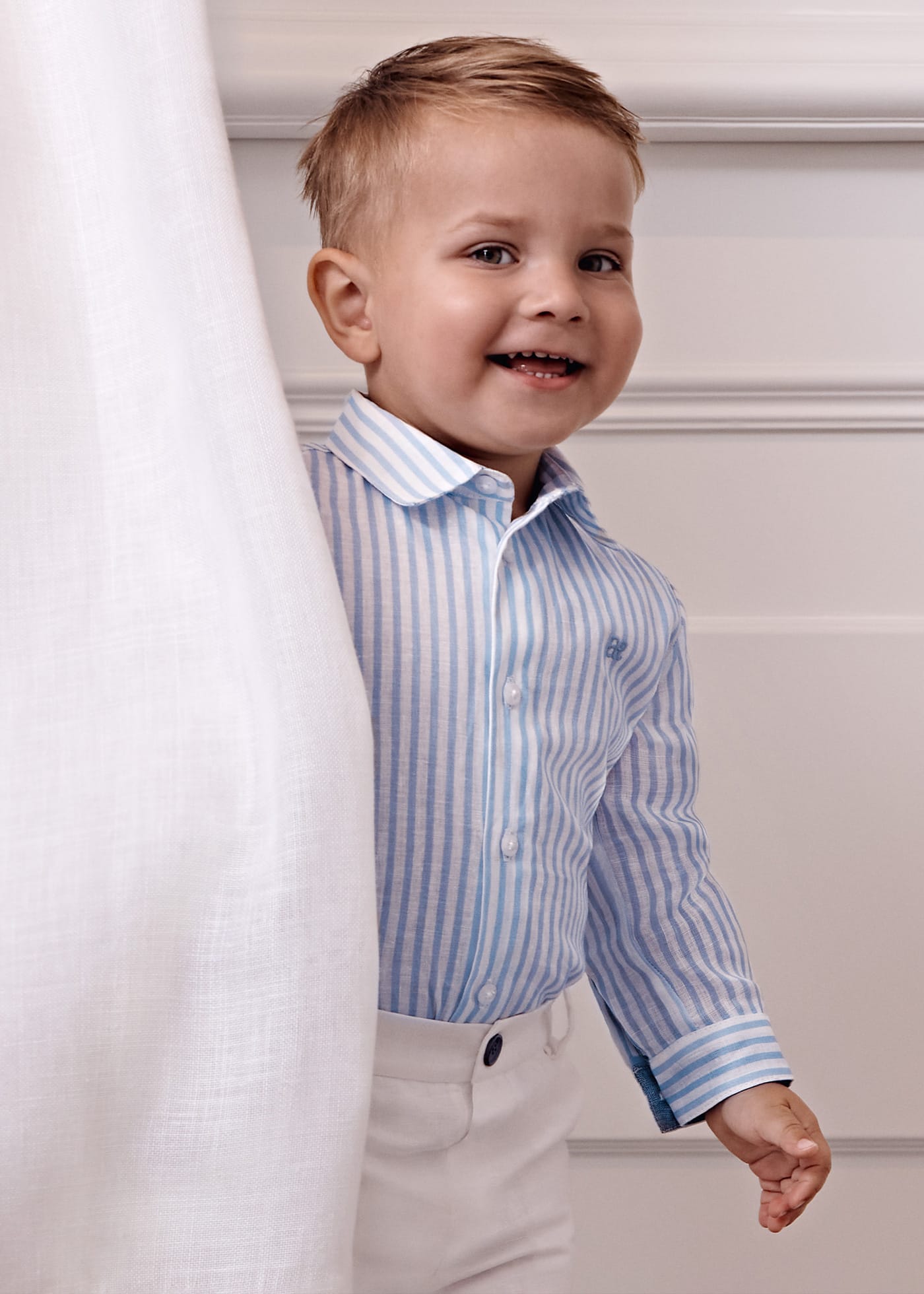 Completo lino bermuda e camicia neonato