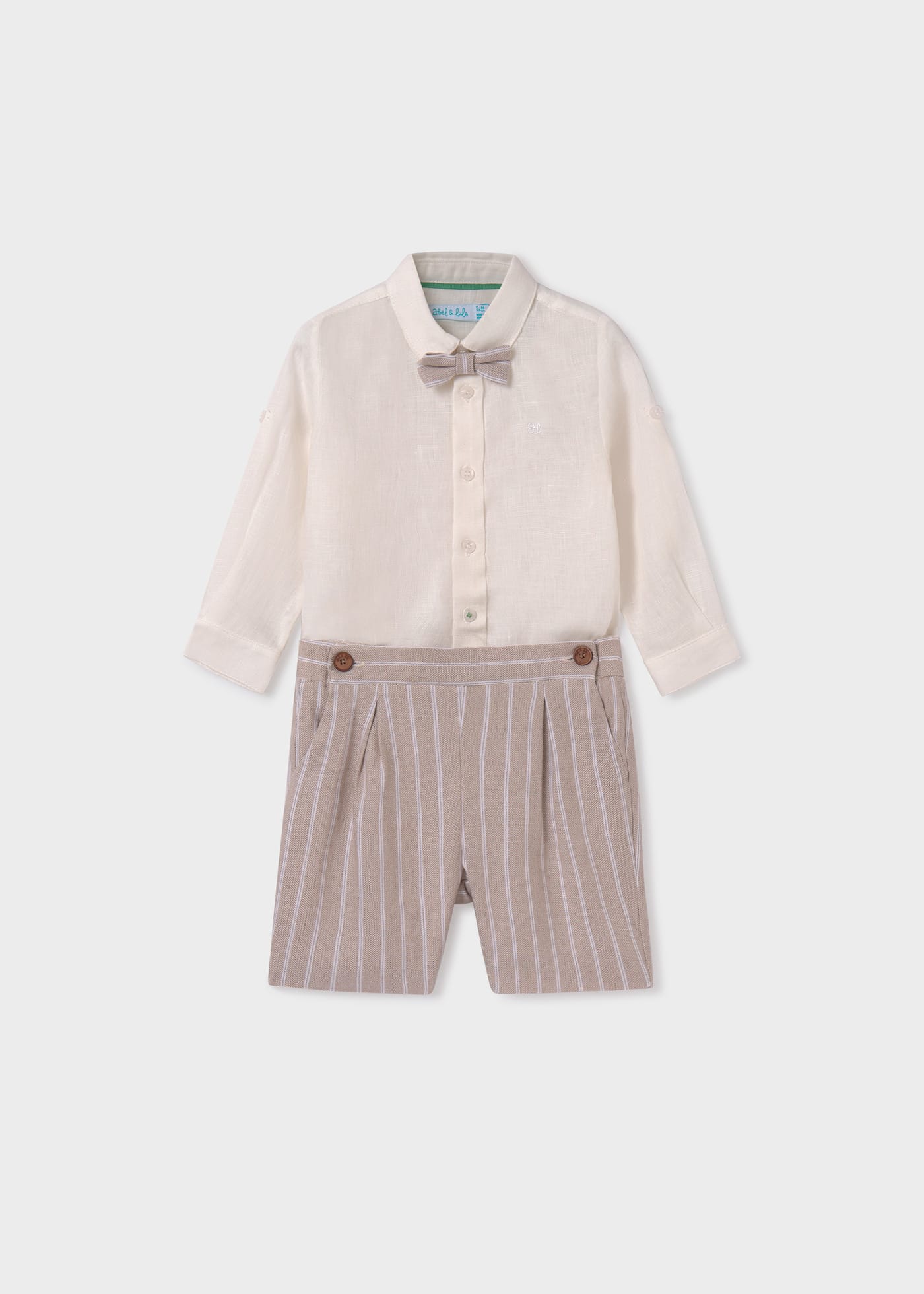 Baby set of striped linen shorts and shirt
