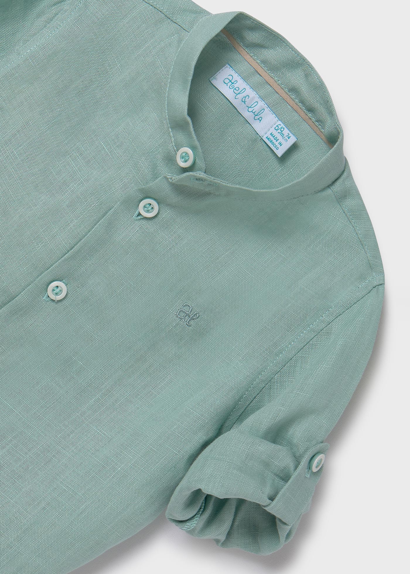 Camicia colletto alla coreana lino neonato