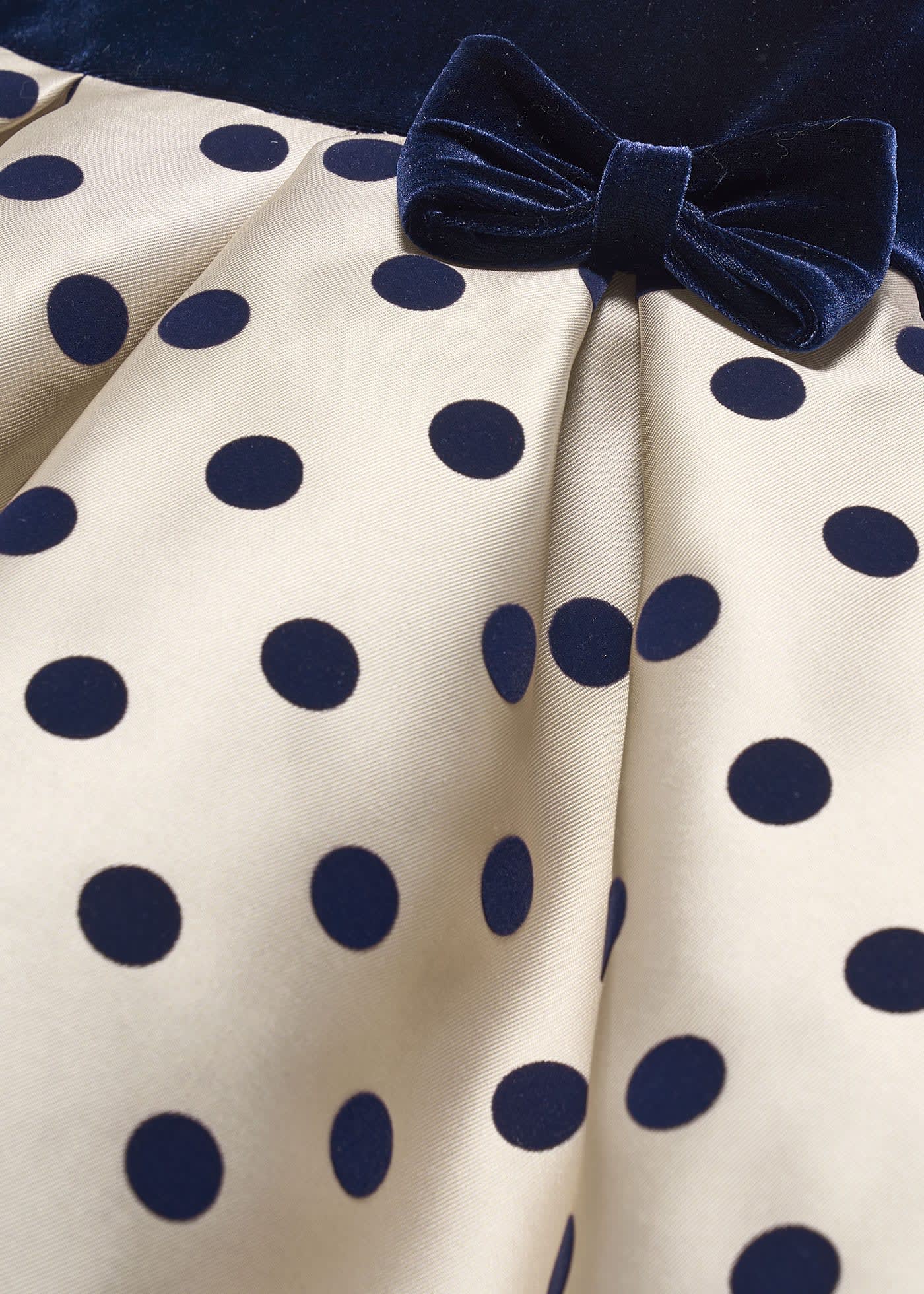 Vestido mikado bolinhas flocados menina