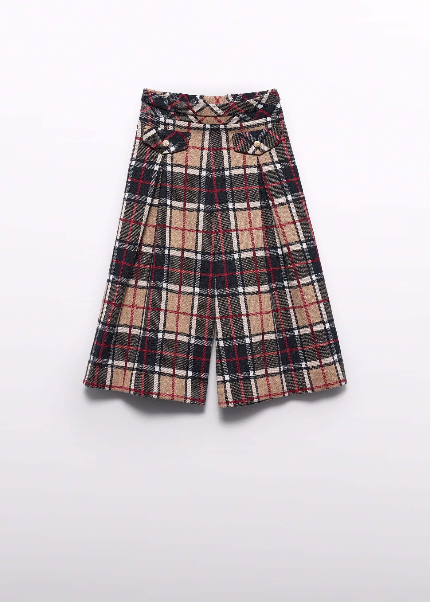 Girls knit plaid culottes