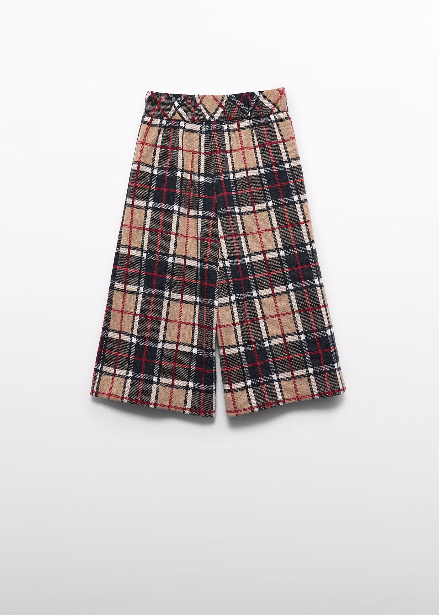 Girls knit plaid culottes