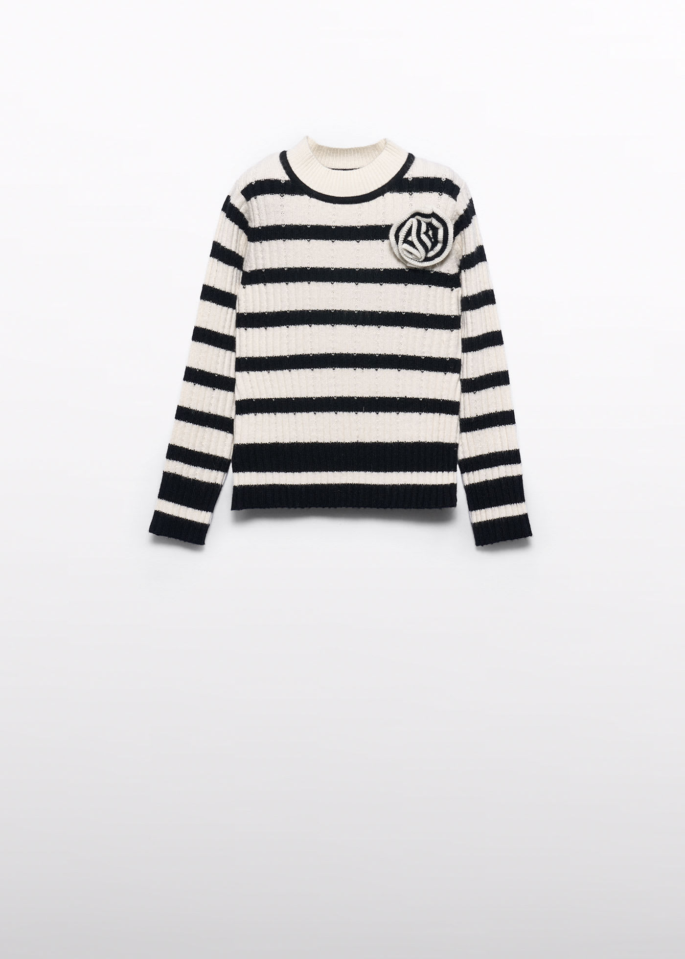 Girl Striped Tricot Turtleneck