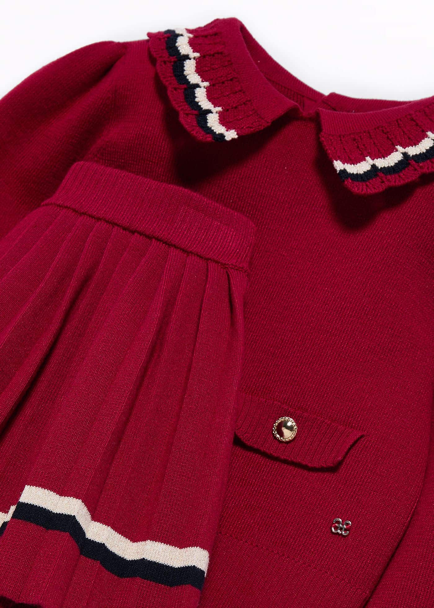 Conjunto saia tricot plissada menina