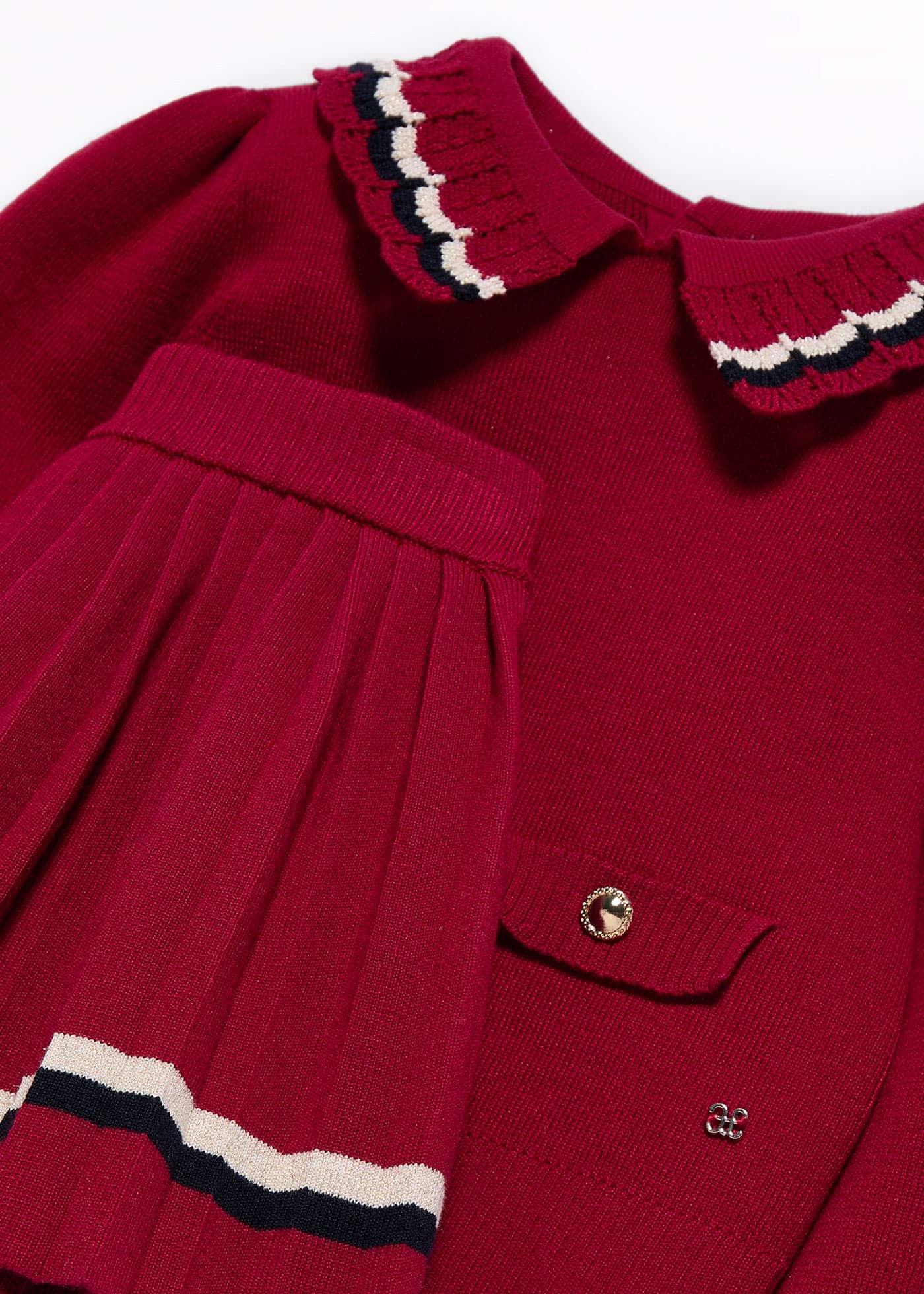 Girls pleated knit skirt set