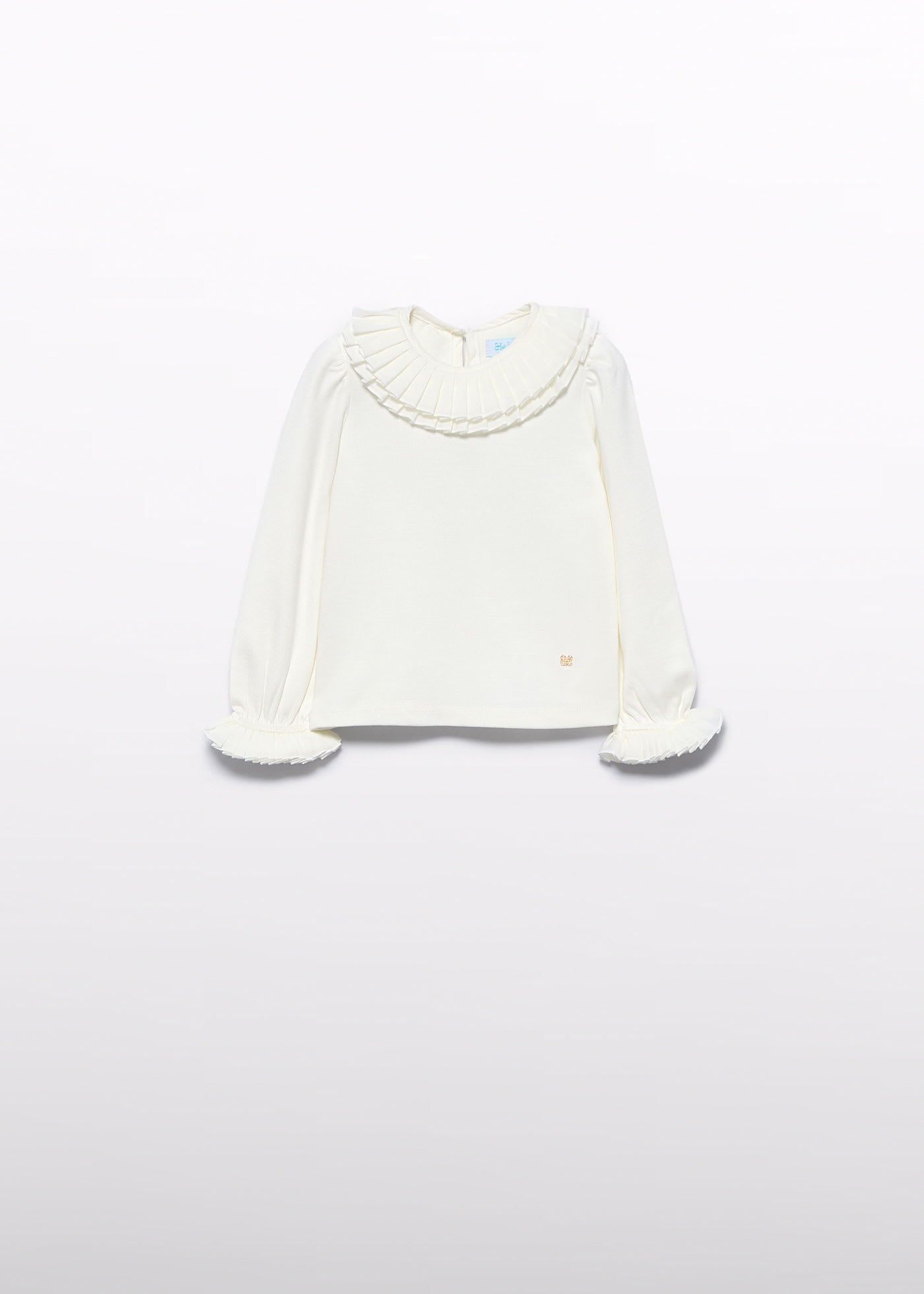 T-shirt com gola plissada bebé