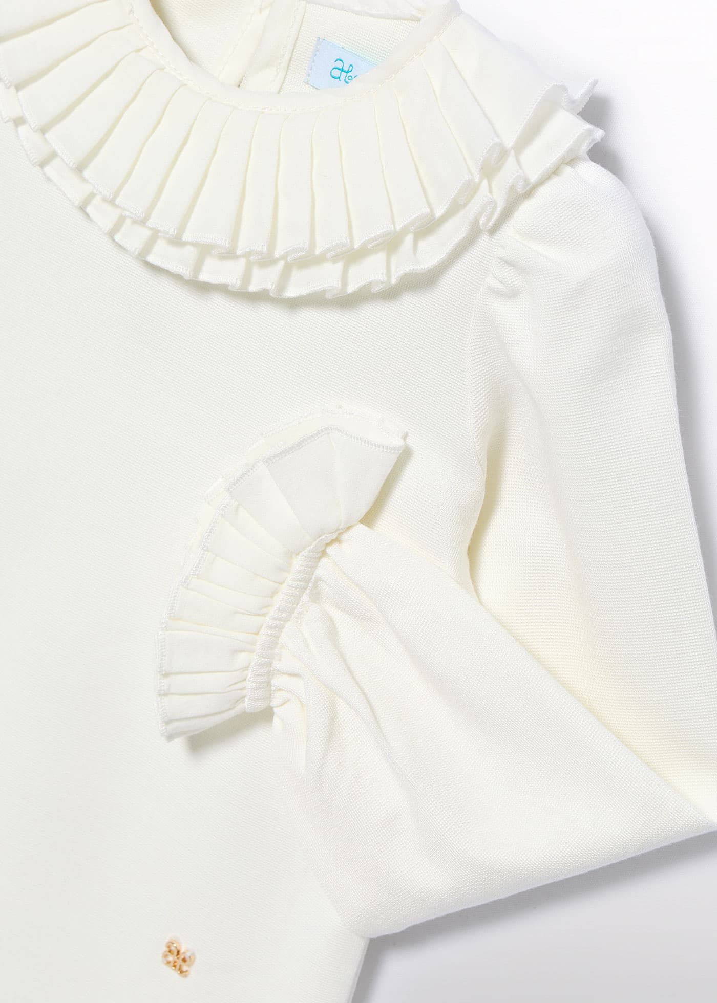 Baby t-shirt with pleated neckline