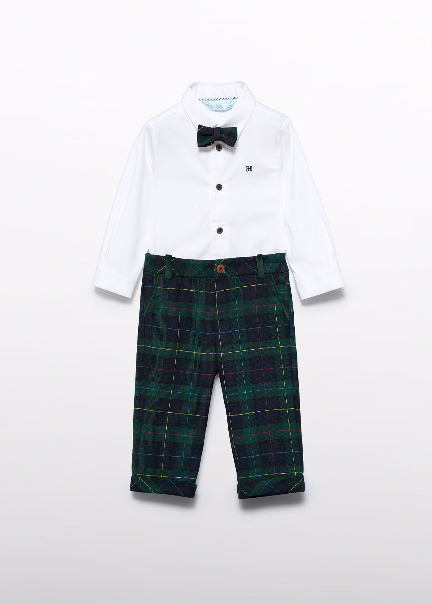 Baby Shirt Set with Tartan Trousers