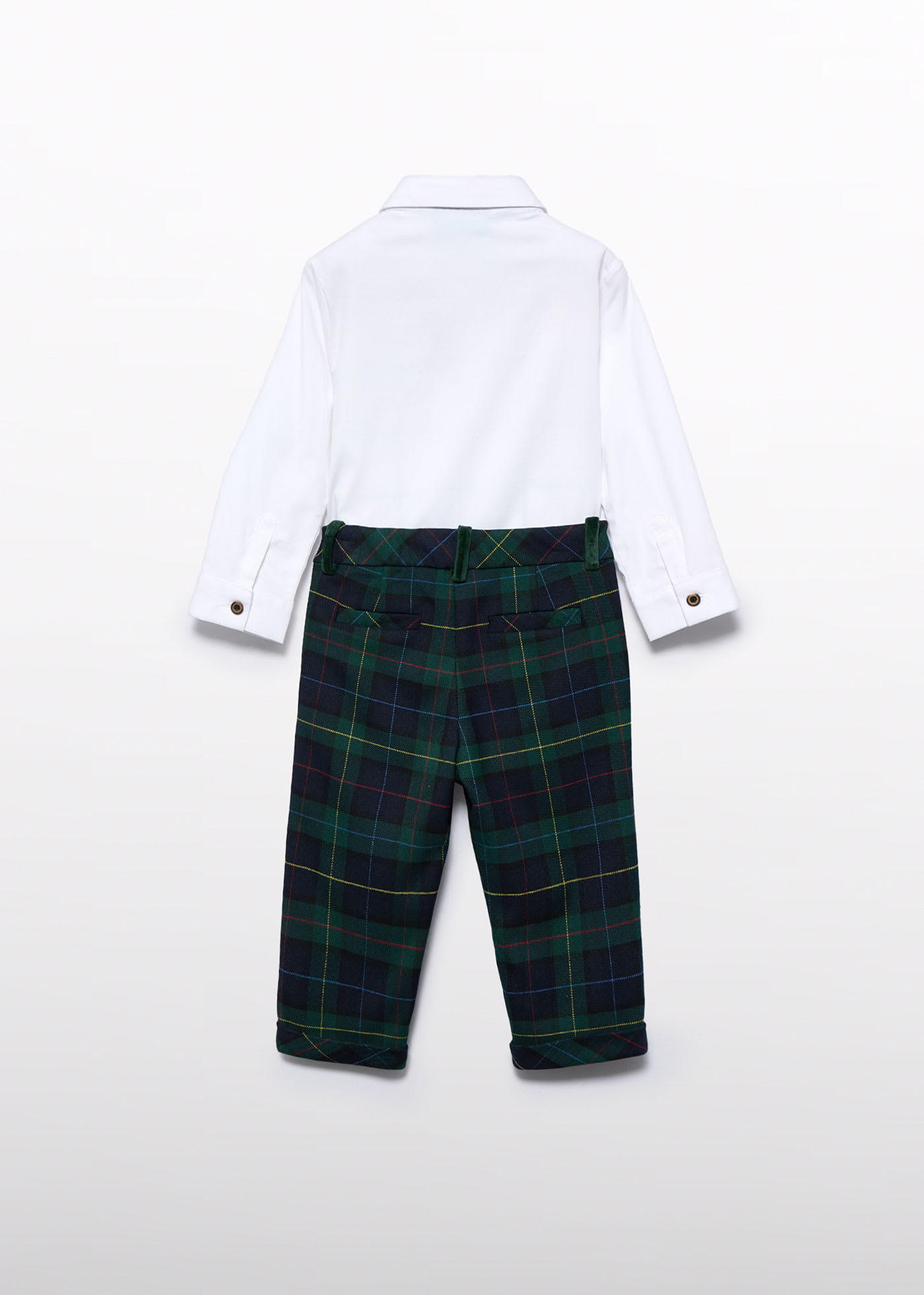 Conjunto calças quadrados escocês bebé