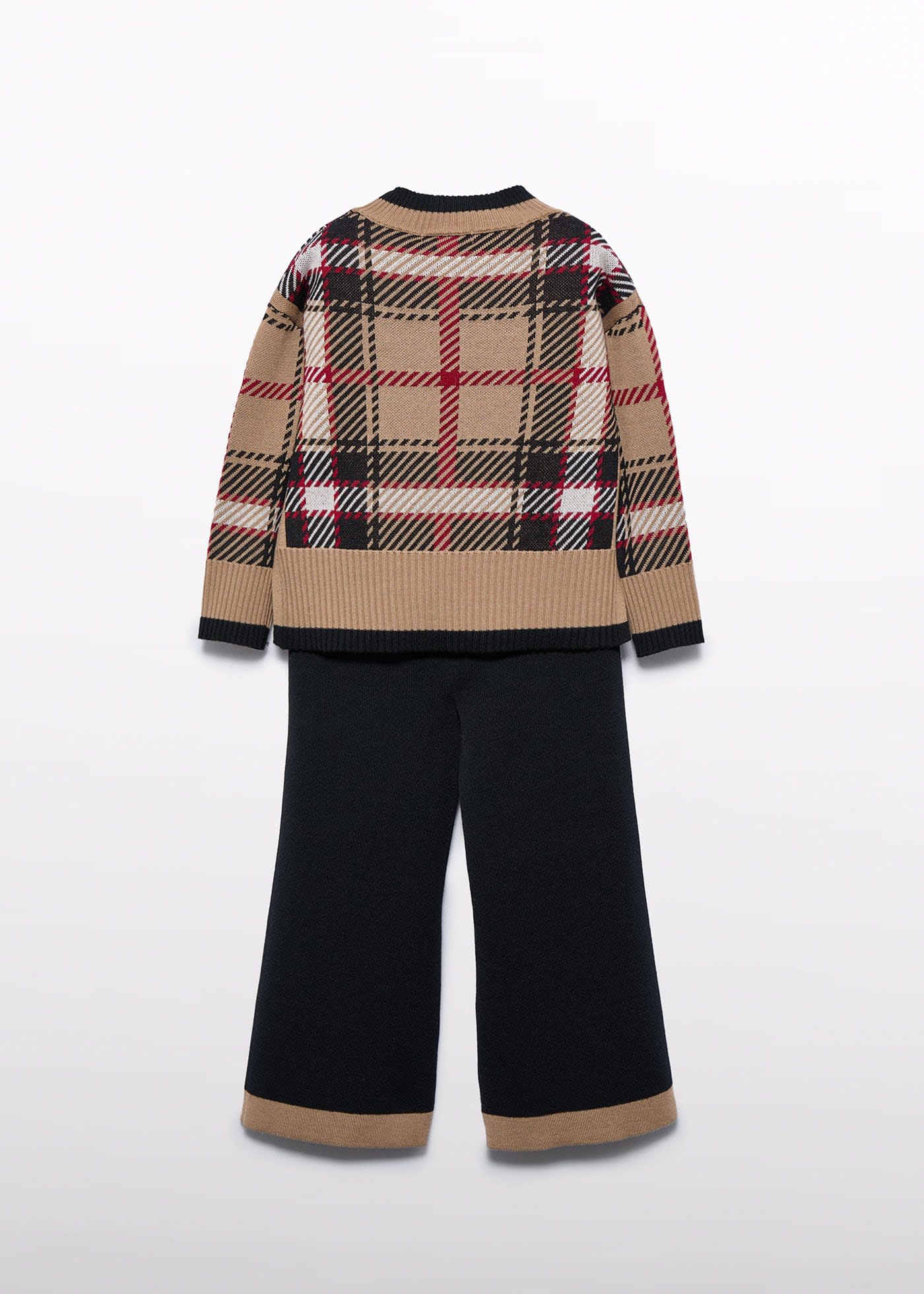 Conjunto tricot quadrados calças menina