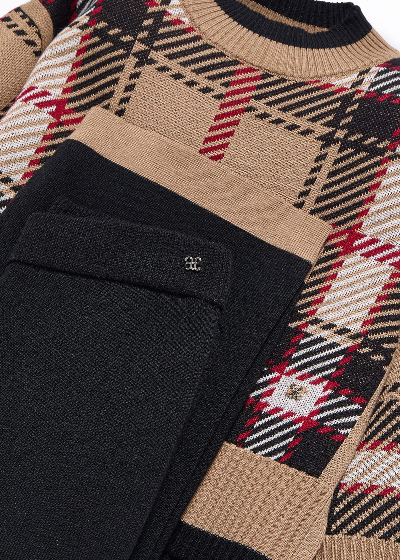 Conjunto tricot quadrados calças menina
