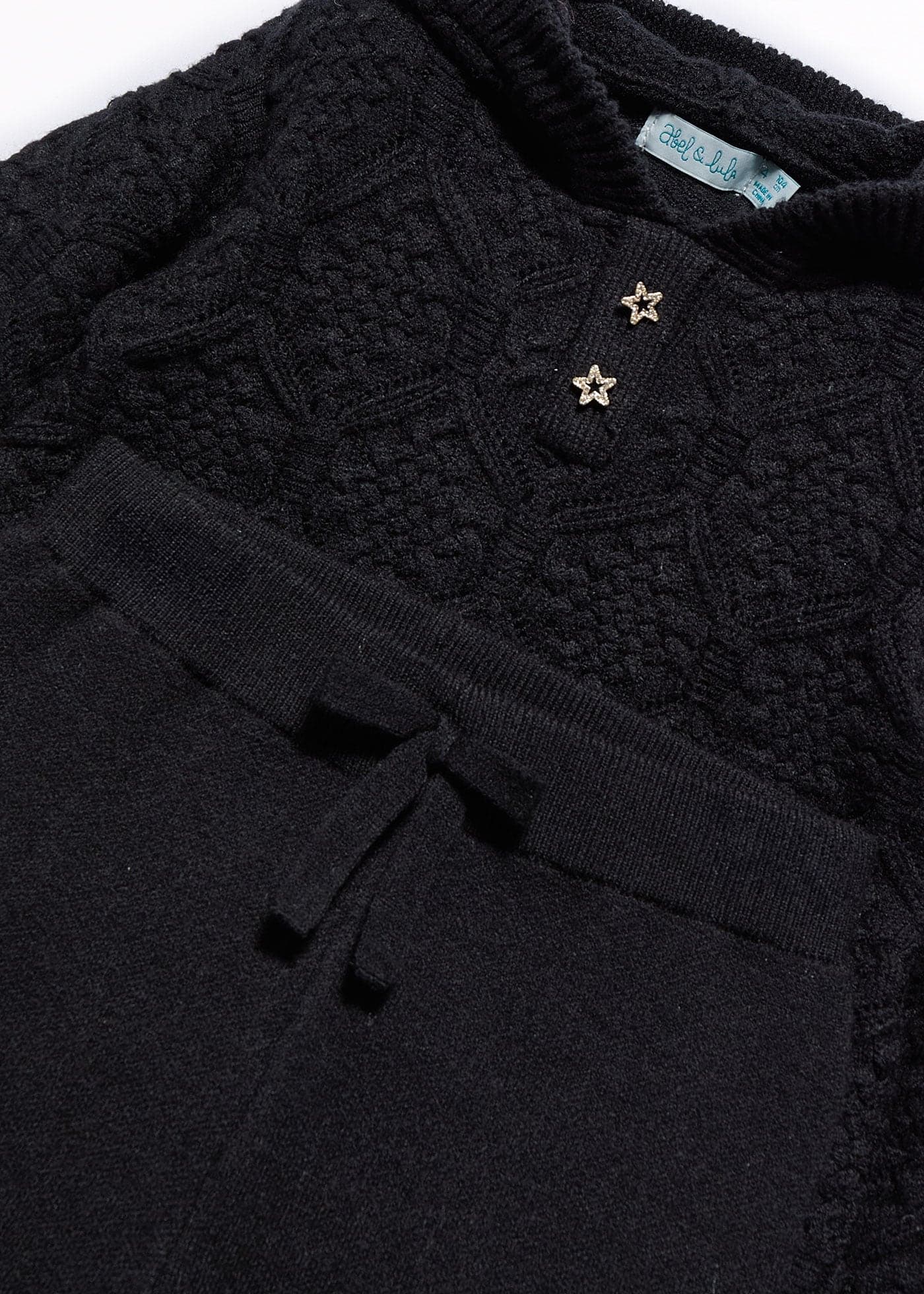 Conjunto calças tricot com capucho menina