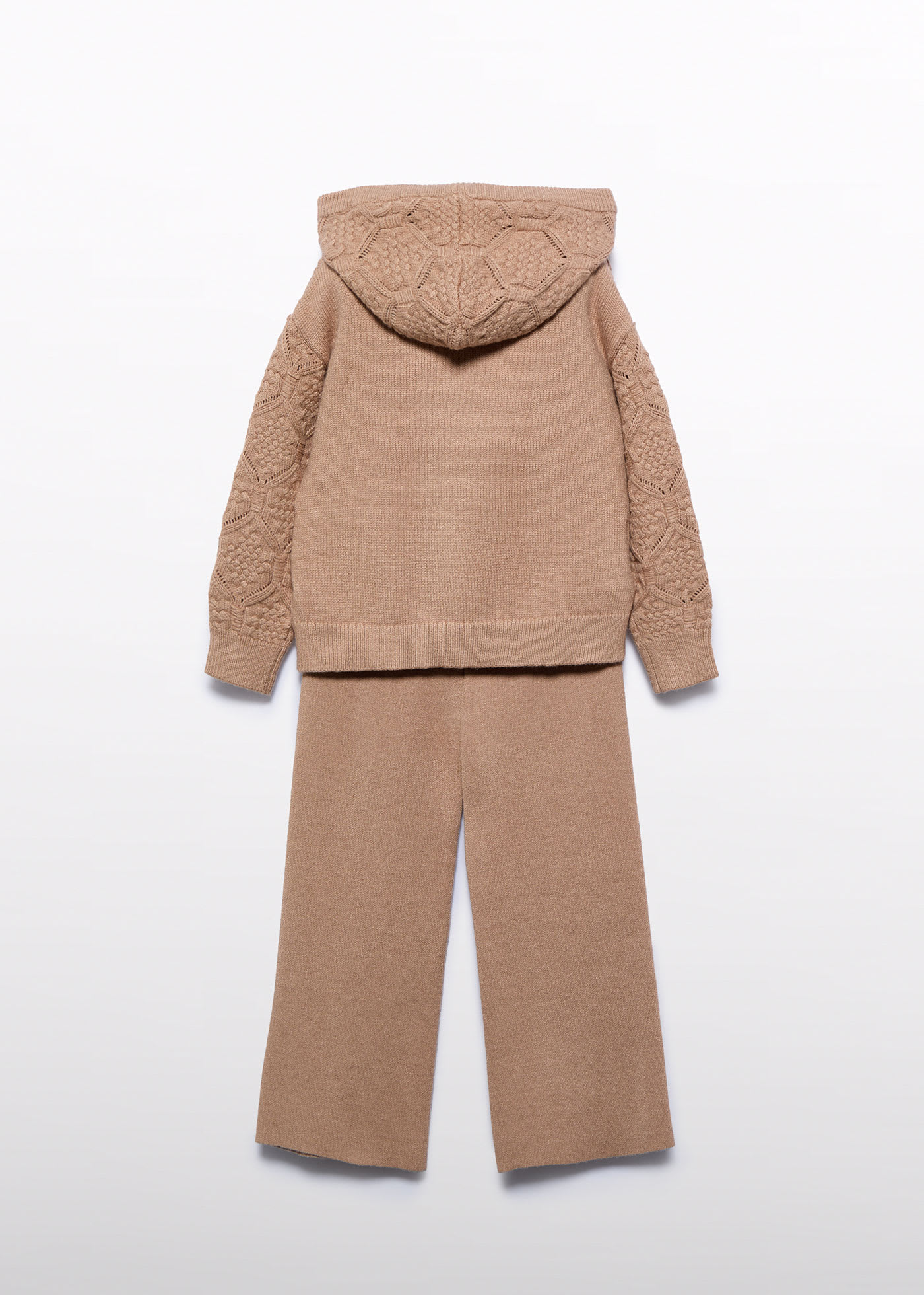 Completo pantalone in maglia con cappuccio bambina
