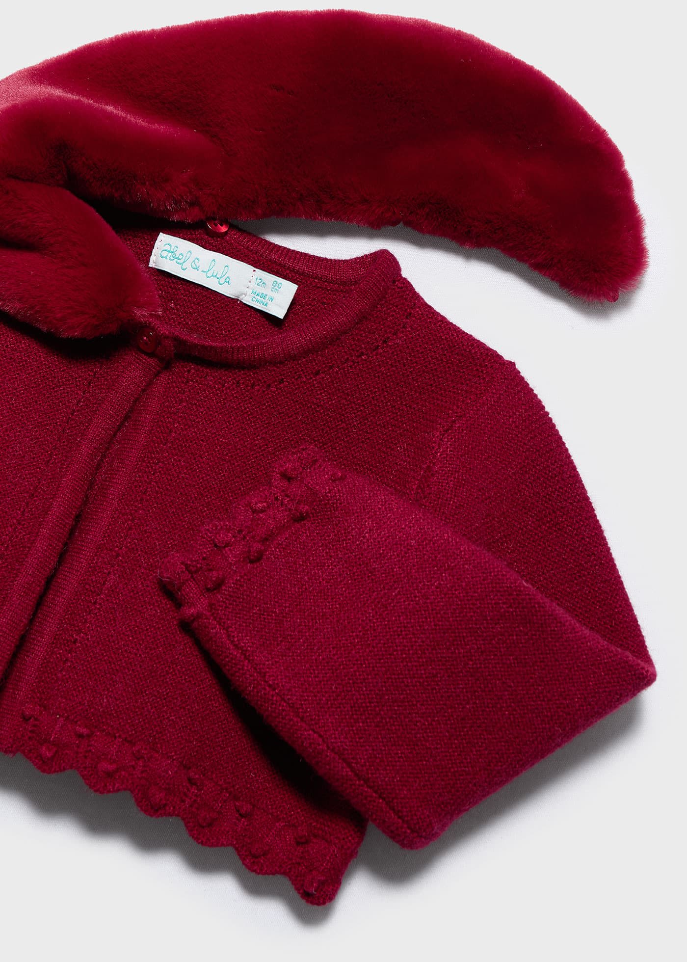 Bolero tricot gola pelo bebé