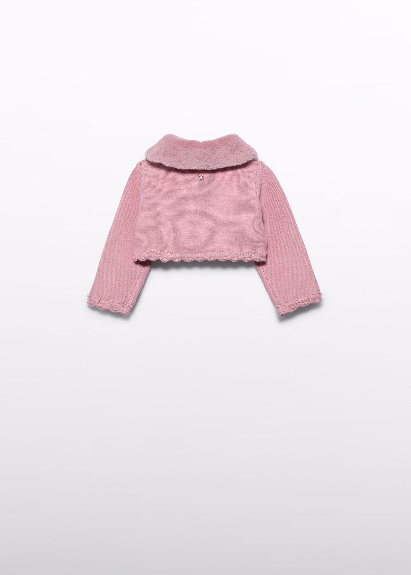 Baby faux fur collar cardigan